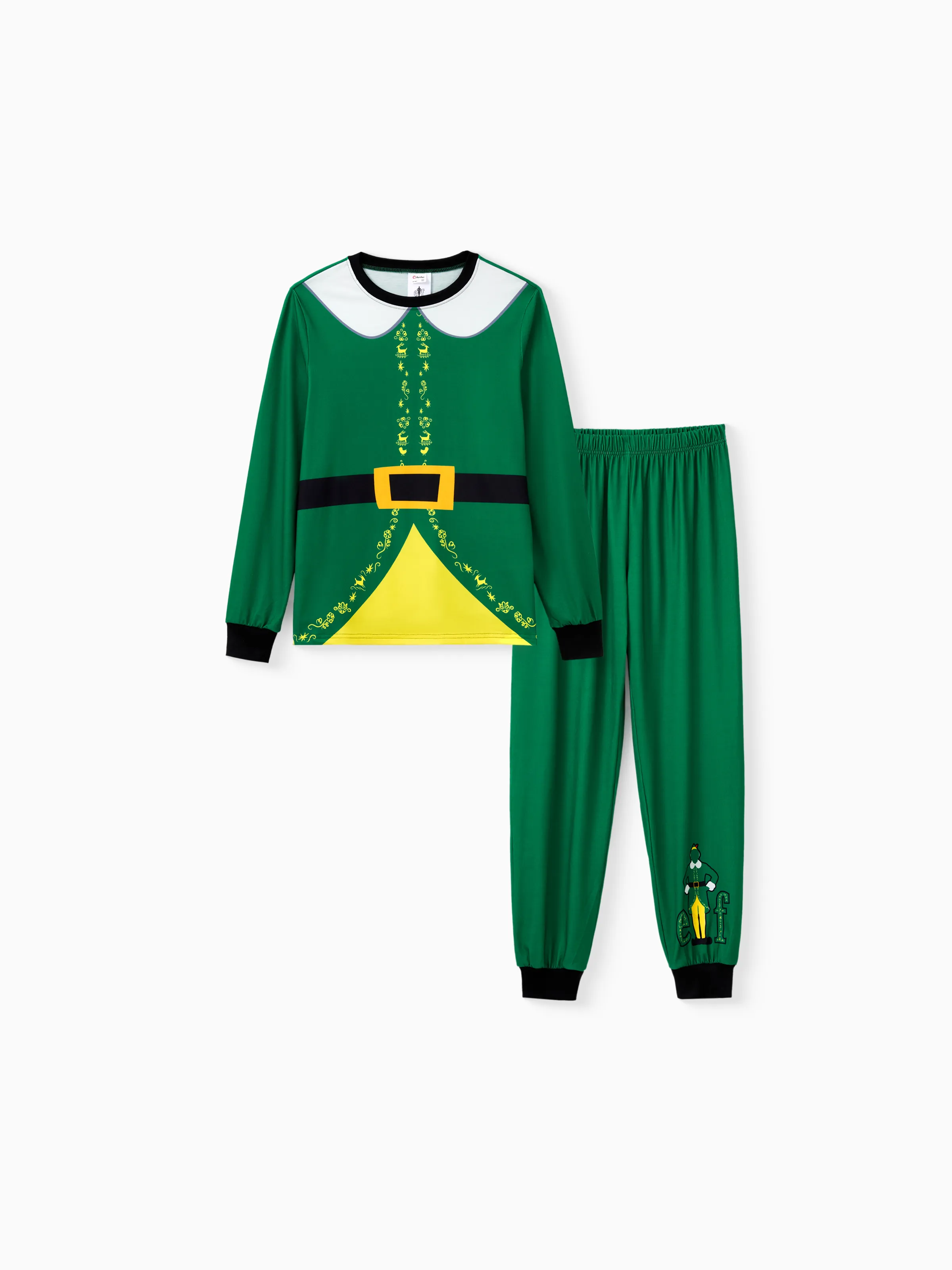 ELF Christmas Family Matching Belt and Collar Pajamas Sets with Christmas Socks - XNAUWBI