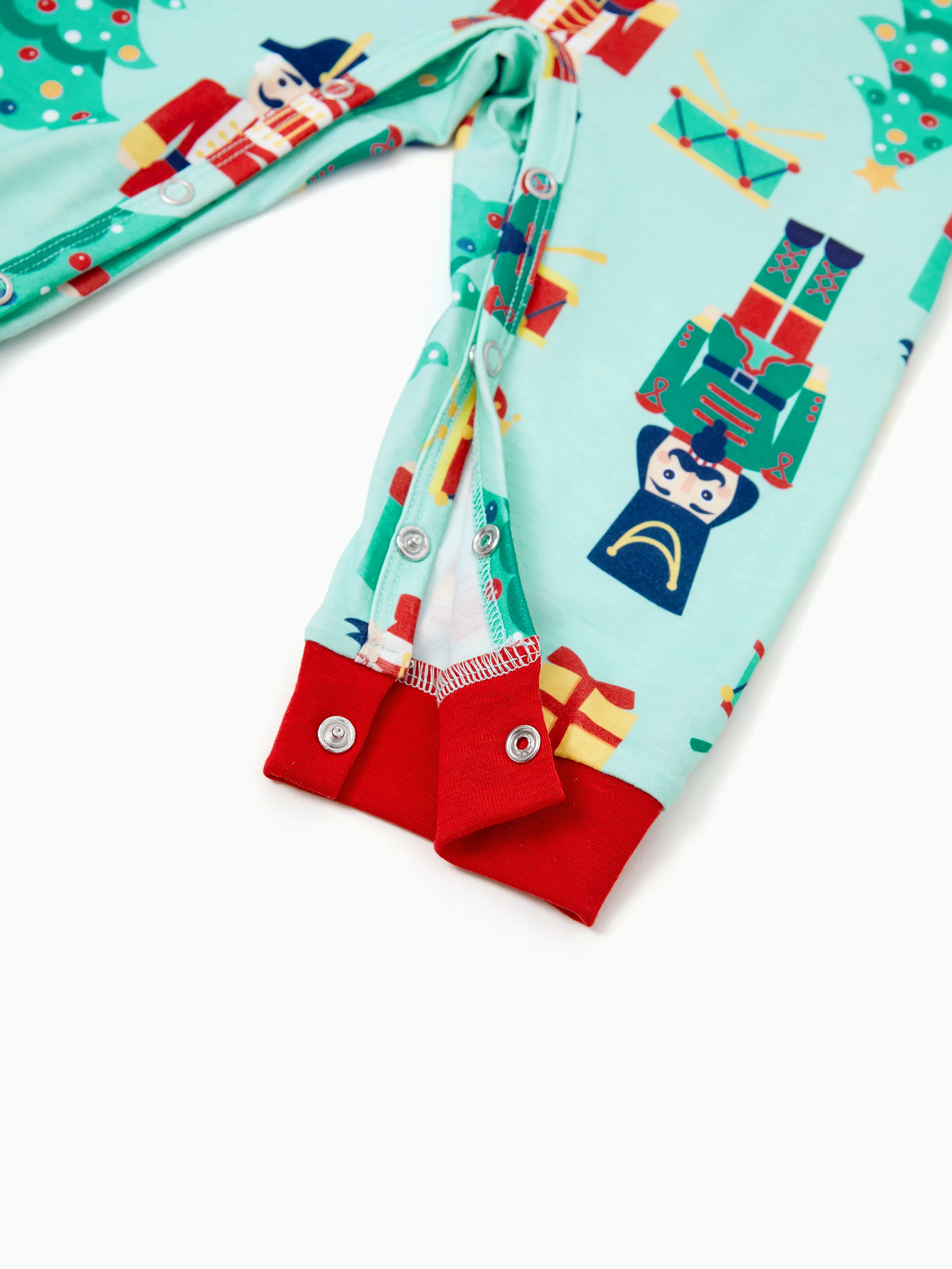 Christmas Matching Family Pajamas Set Soldier and Christmas Tree Print PJS with Christmas Socks Pale Green - XNAUWBI