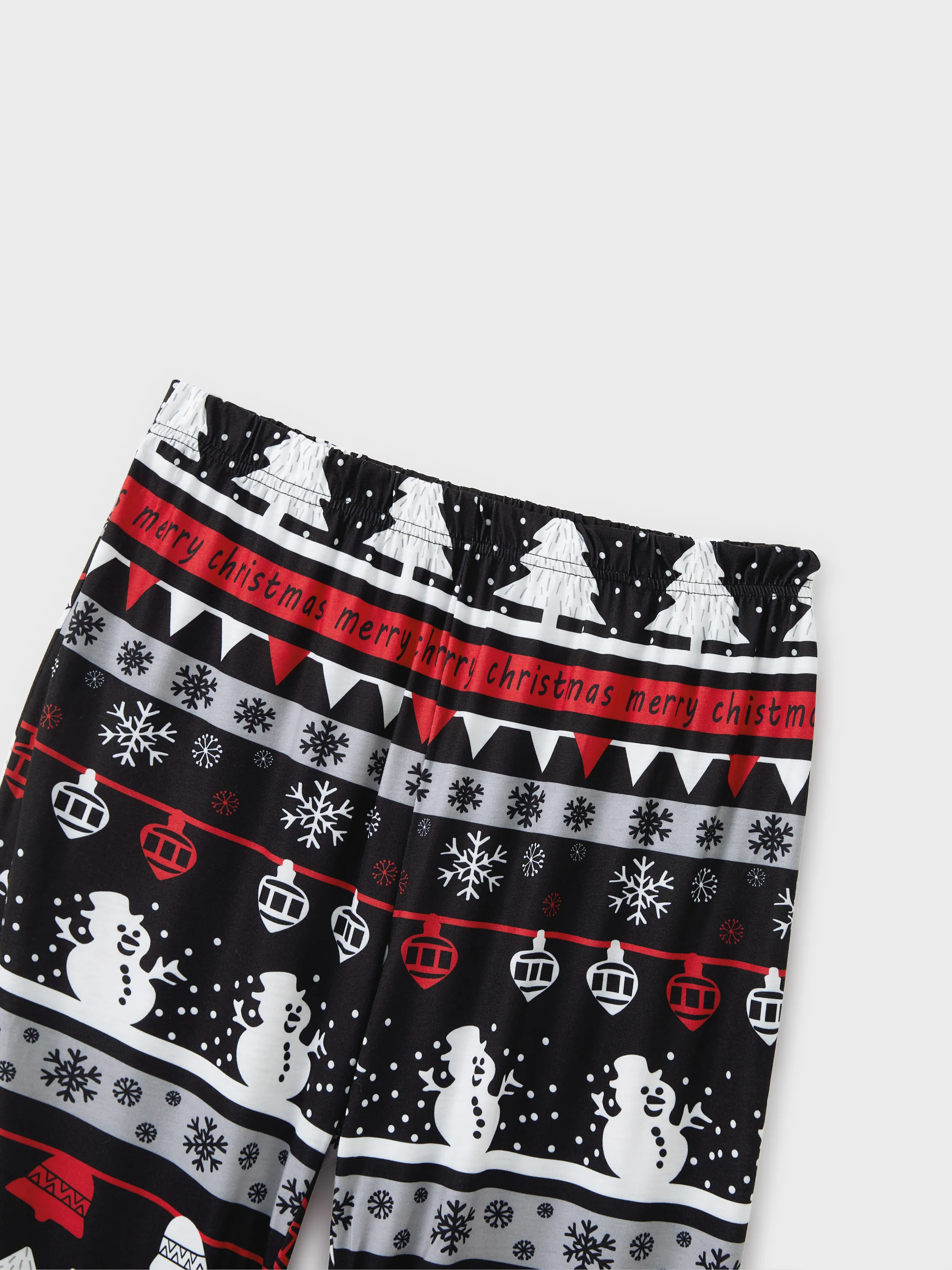 Christmas Tree Snowflake and Letters Print Grey Family Matching Long-sleeve Pajamas Sets with Christmas Socks Grey - XNAUWBI