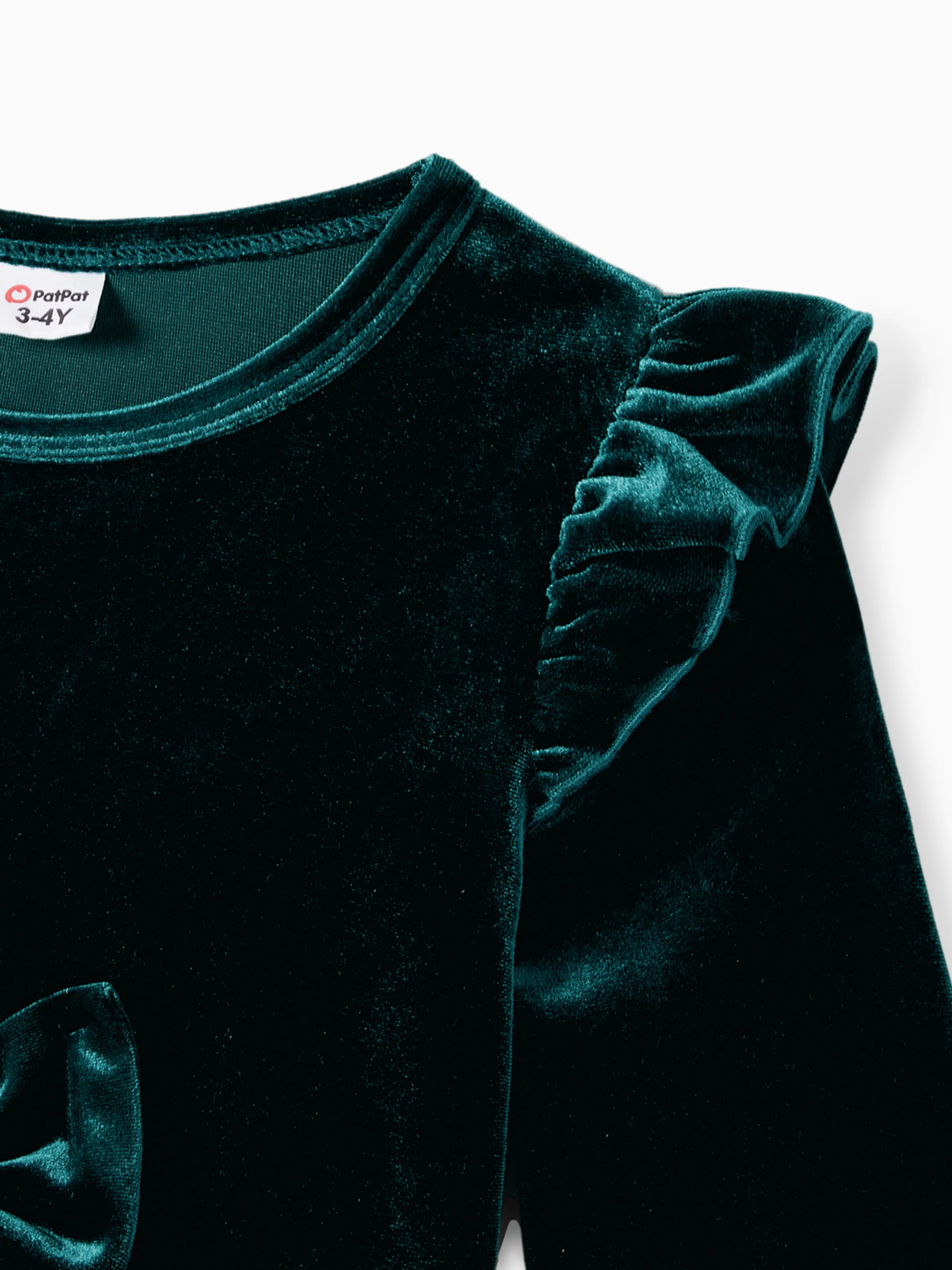 Mommy and Me Casual Dresses - Big Flower Print, Medium Thickness, Short Sleeve, Opaque, Regular Fit Dark Green - XNAUWBI