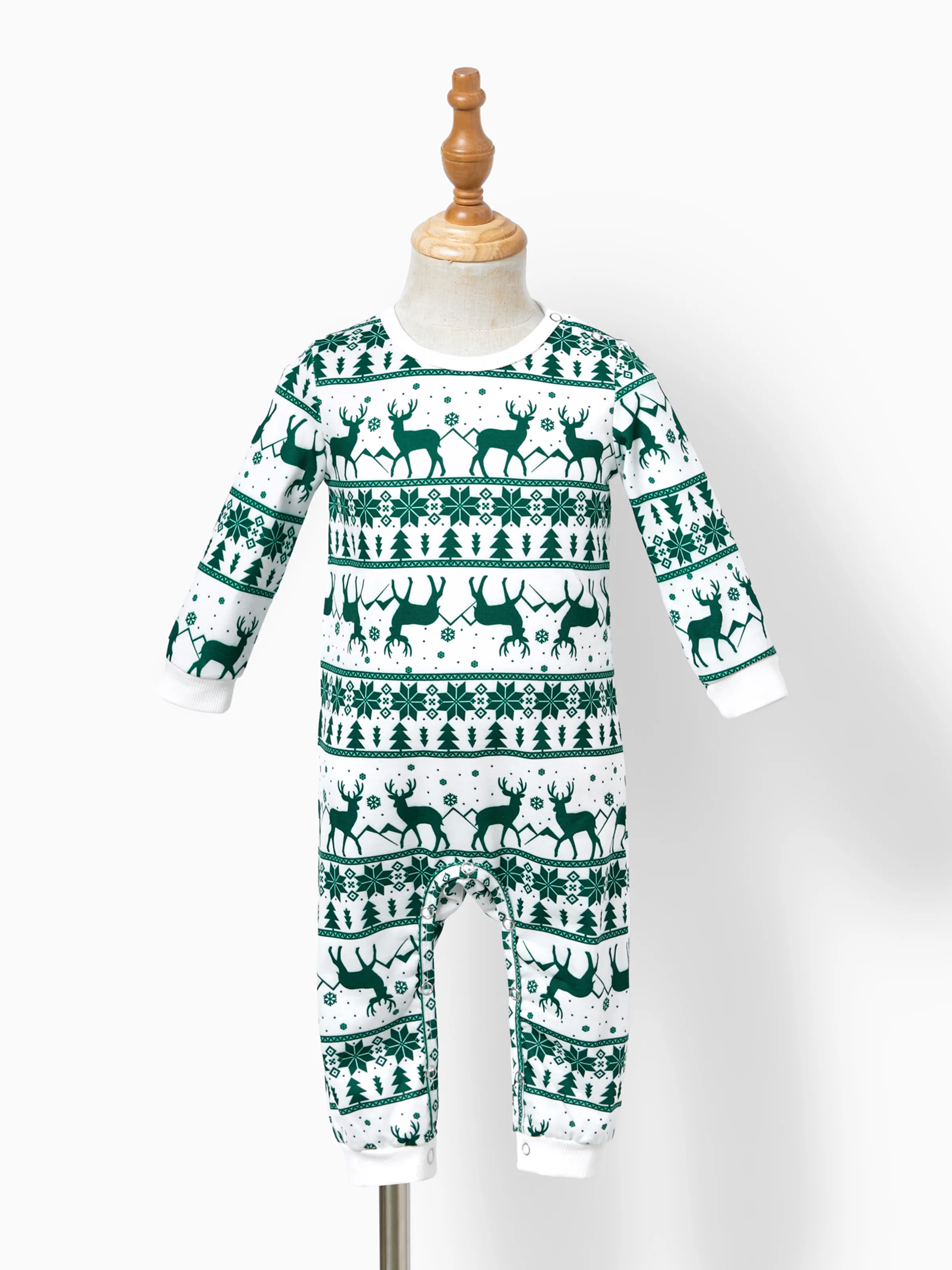 Christmas Family Matching Green Festival Theme Print Tops and Mesh Splicing Dresses Sets Green - XNAUWBI