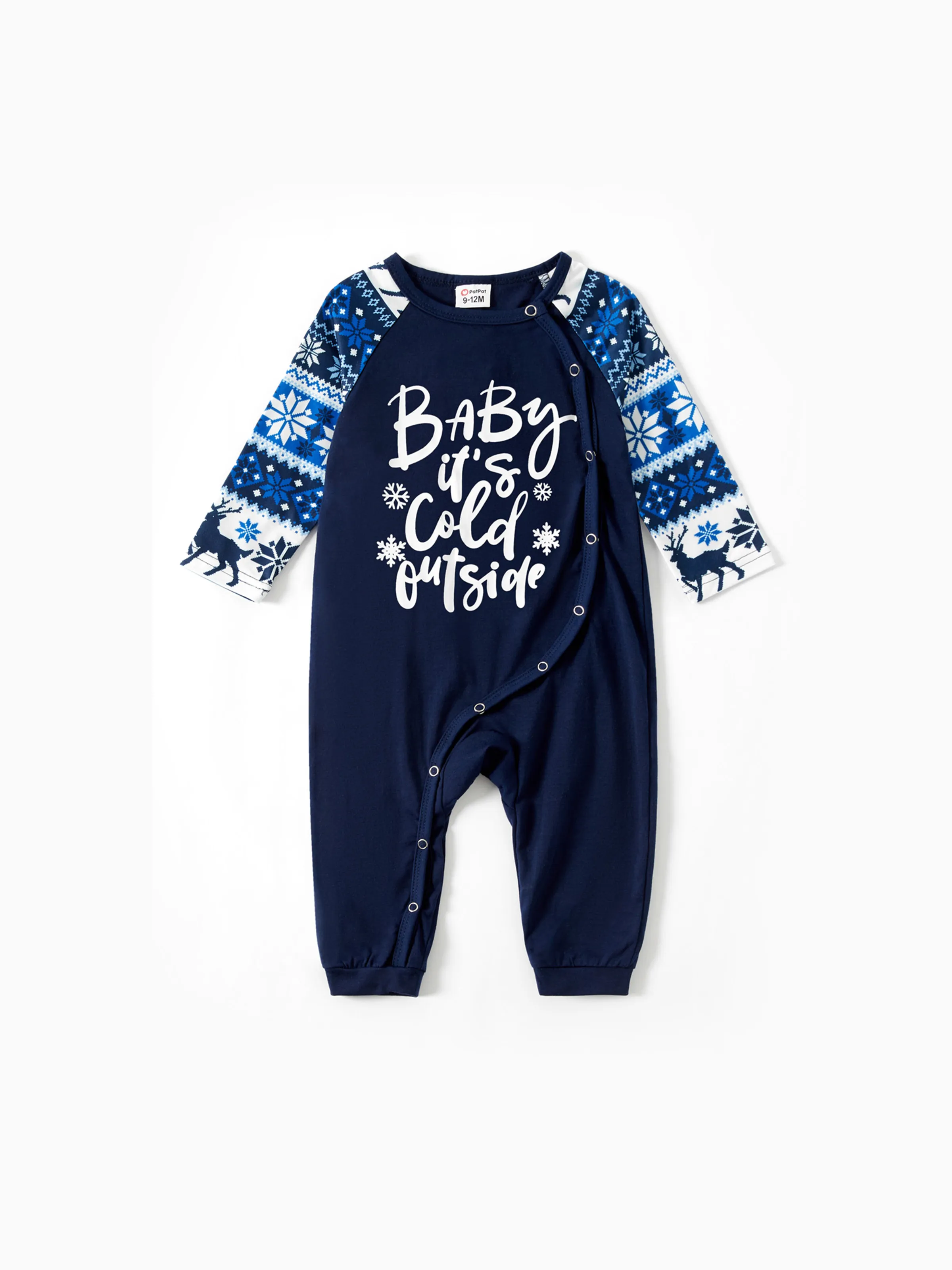 Mosaic Family Matching Letter Top Reindeer Pants Christmas Pajamas Sets with Christmas Socks Deep Blue - XNAUWBI