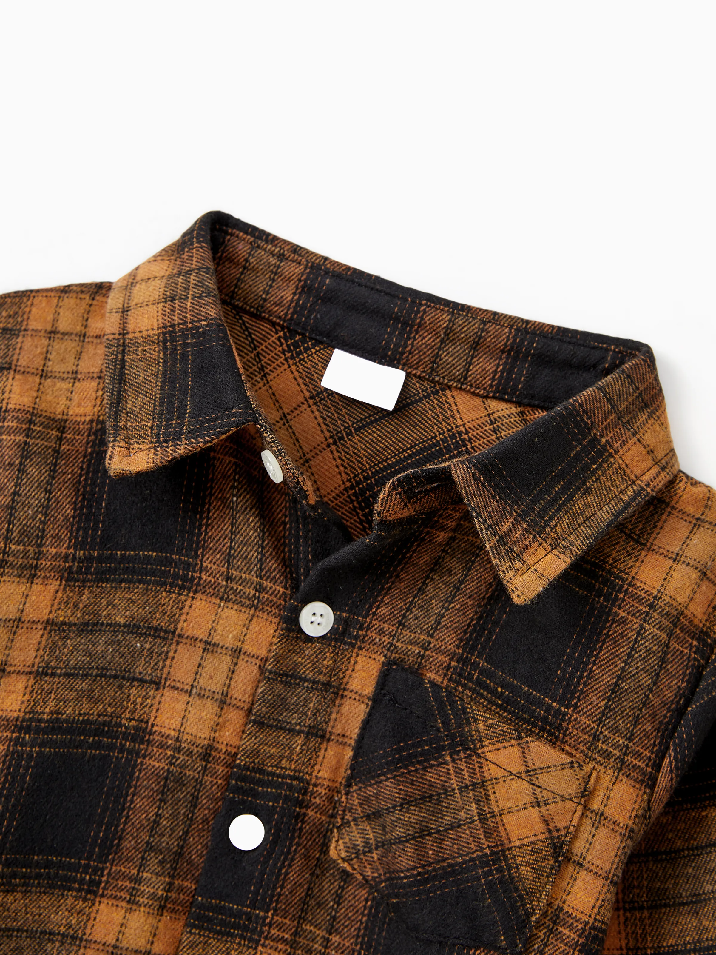 Christmas Family Matching Sets Brown&Black Check Plaid Long-sleeve Botton Dwon Top/Dress/Romper BrownishBlack - XNAUWBI