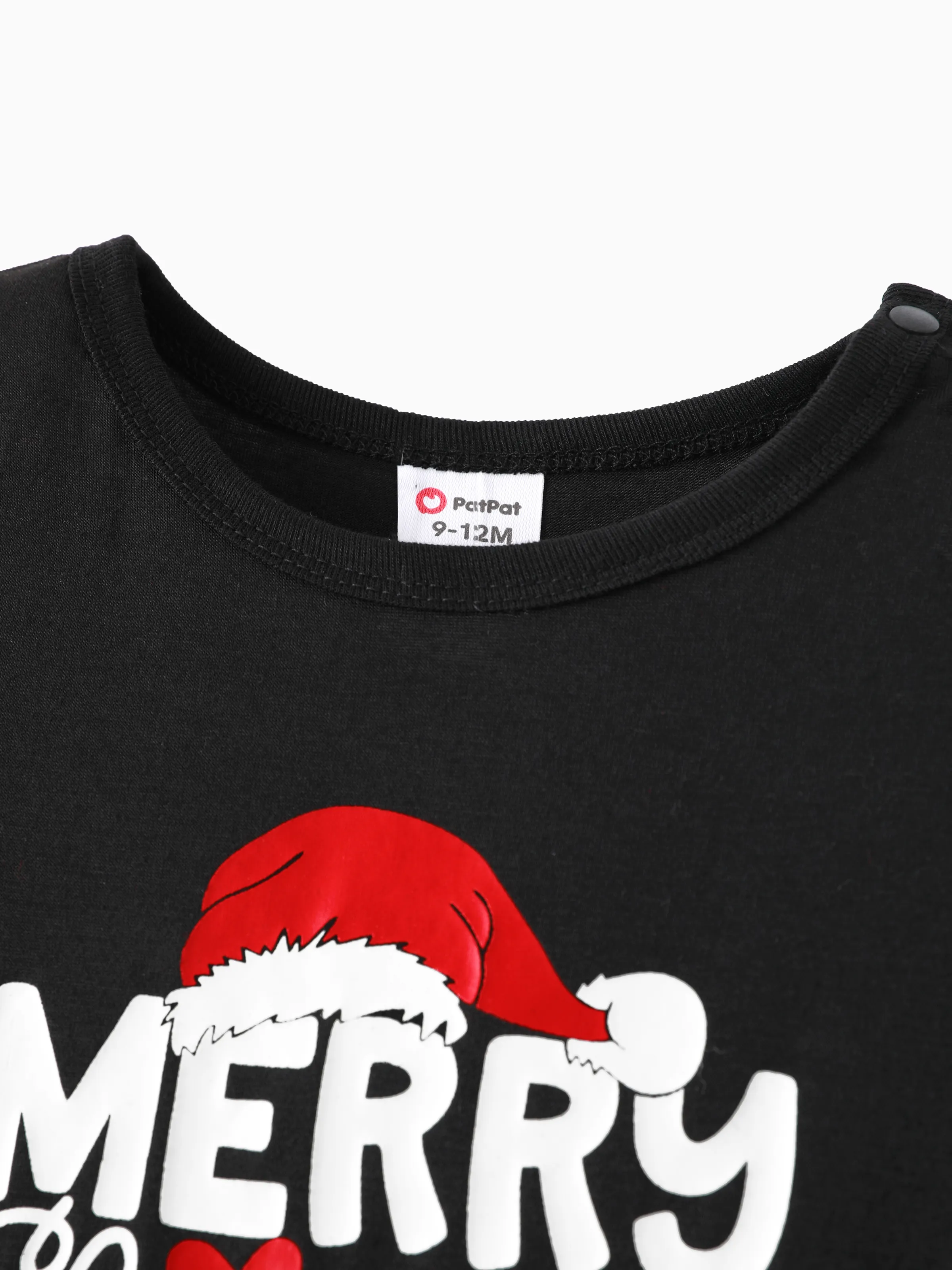 Christmas Family Matching Glow In The Dark Letters Print Long-sleeve Pajamas Sets with Christmas Socks Black+White - XNAUWBI