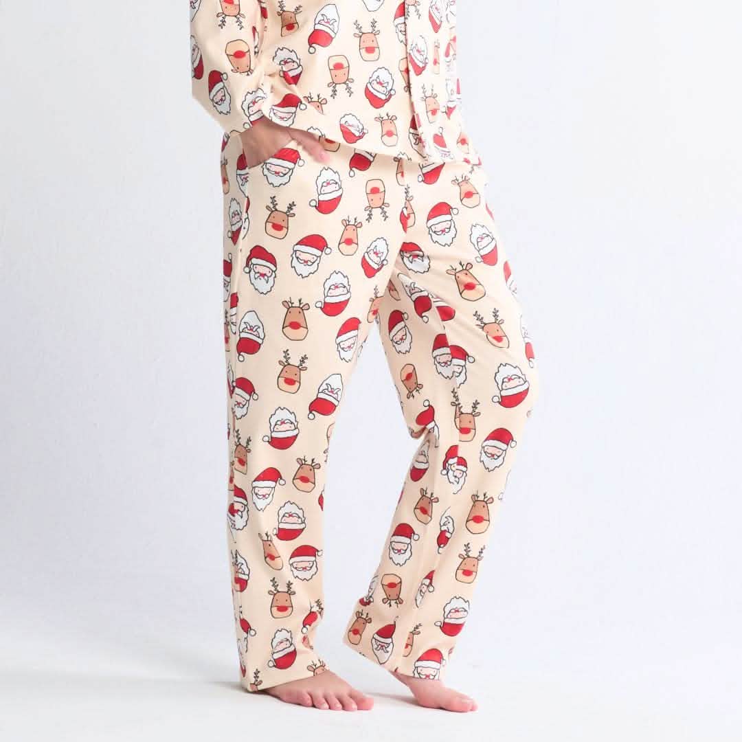 Christmas Pajama Pants -  Santa and Rudolph - XNAUWBI