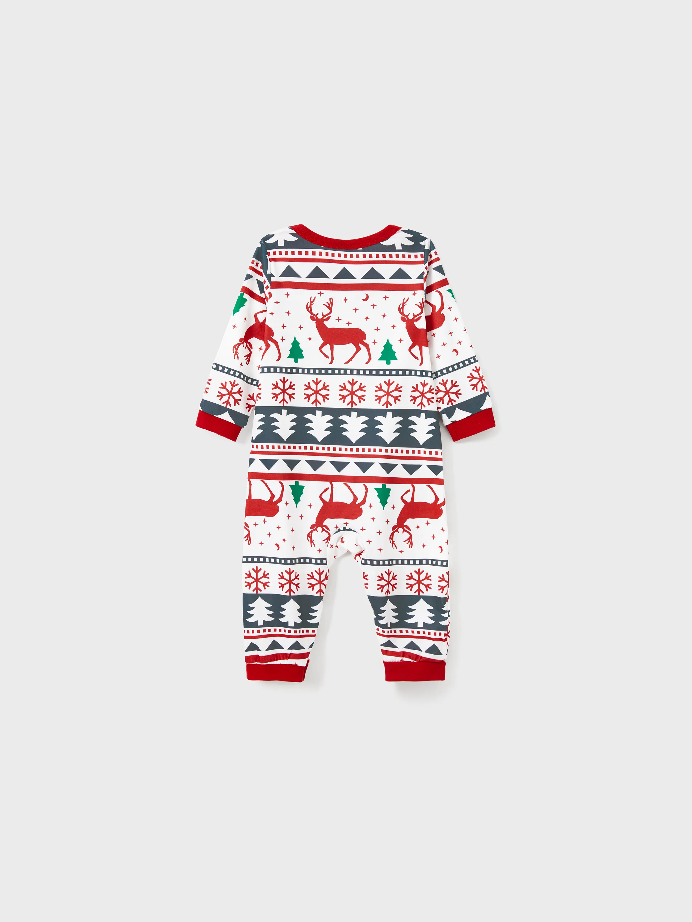 Family Christmas Pajamas All Over Reindeer Print Long-sleeve with Christmas Socks (SGS Certied Safety) Red+White - XNAUWBI