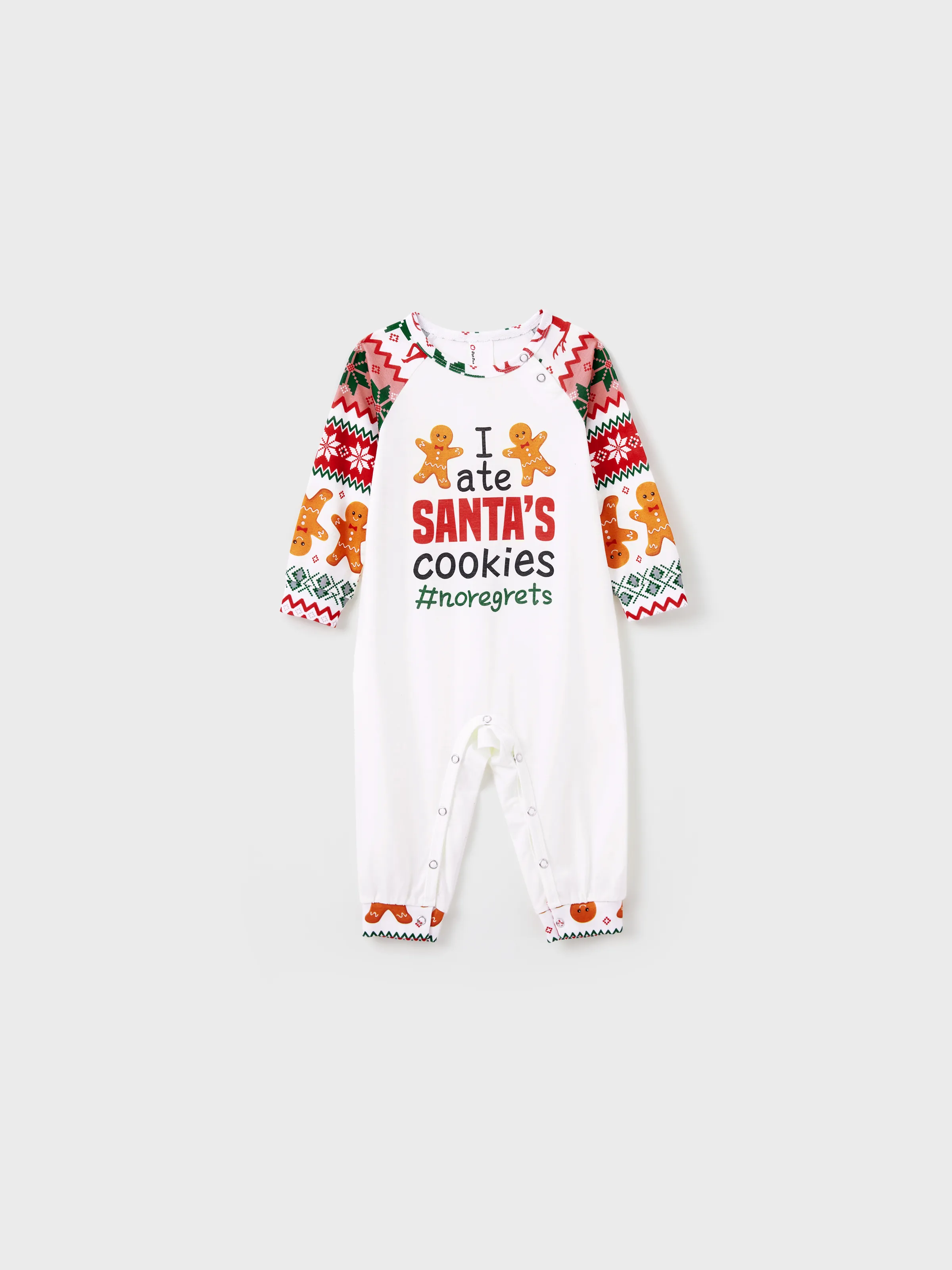 Christmas Pajamas Family Matching Santa's Cookies Gingerbread Man Pattern Pajamas Sets with Christmas Socks MultiColour - XNAUWBI