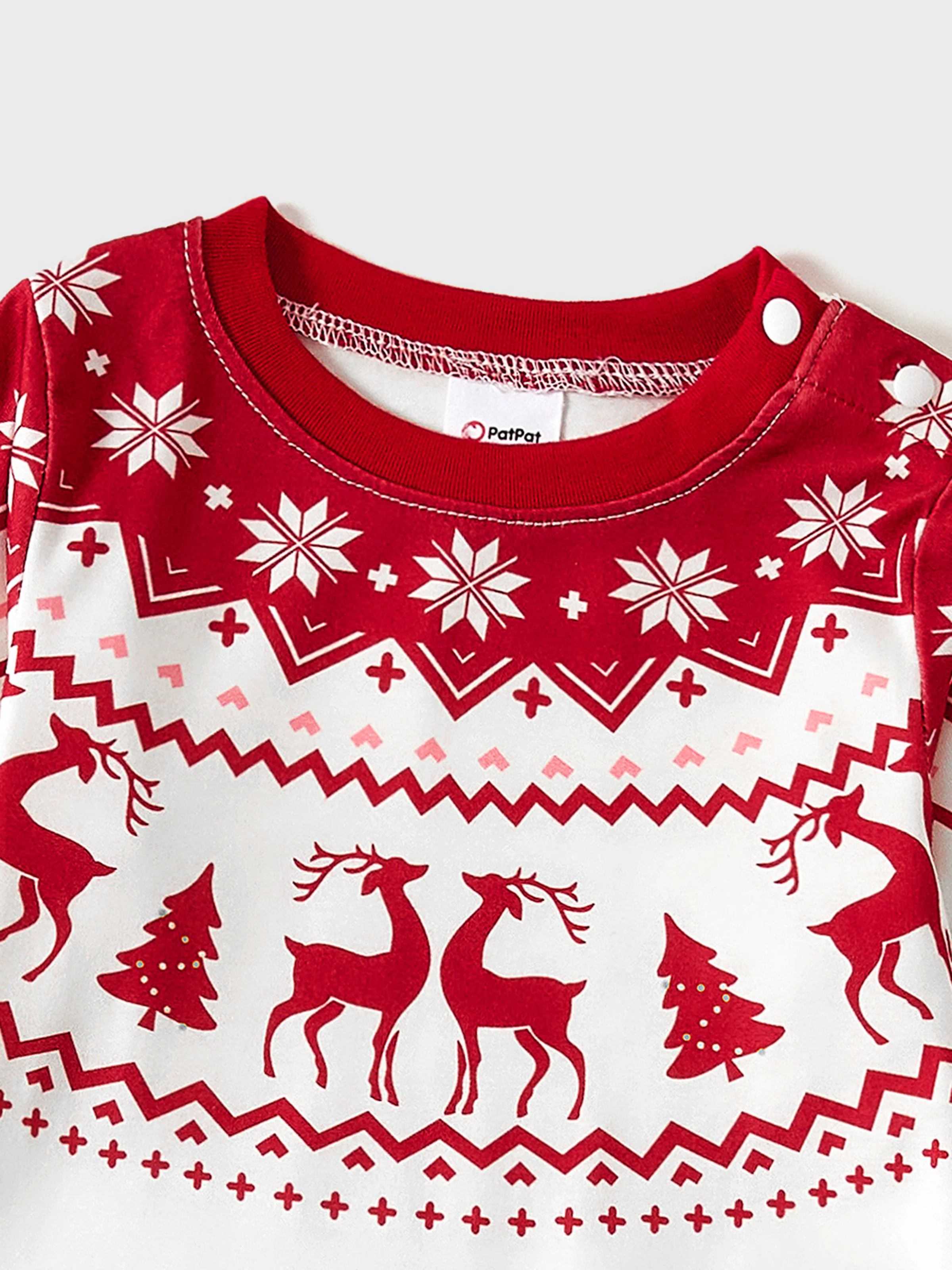 Christmas Reindeer and Snowflake Print Family Matching Pajamas Sets with Christmas Socks Red - XNAUWBI