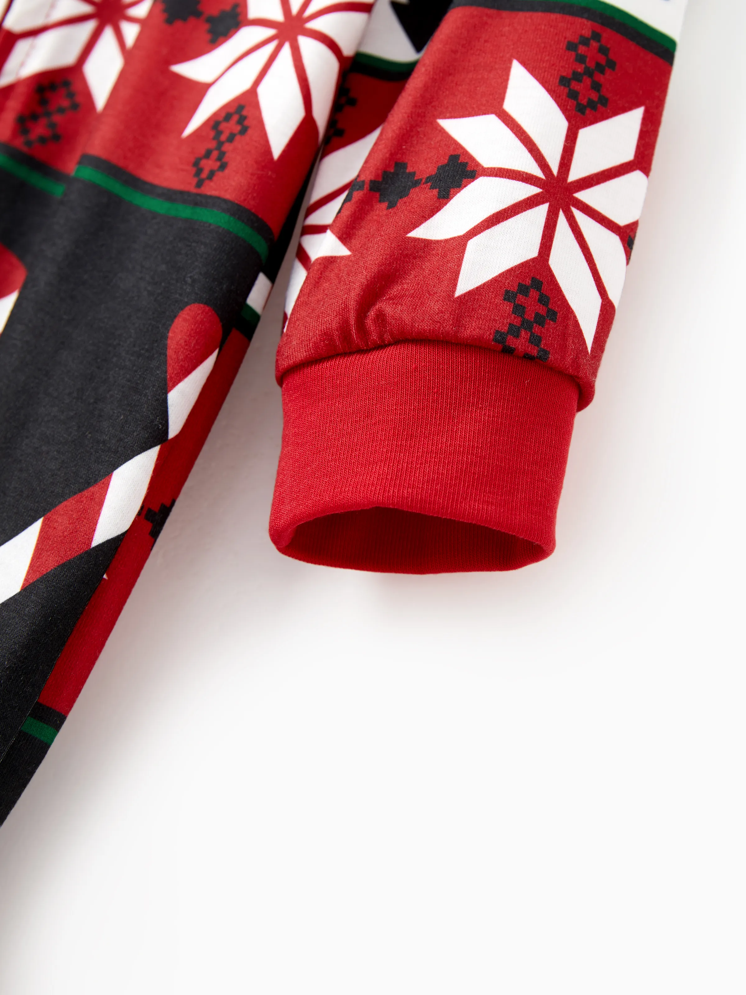 Christmas Pajamas 3D Reindeer Pattern Zipper Hooded Onesies Matching Family Outfits red/black - XNAUWBI