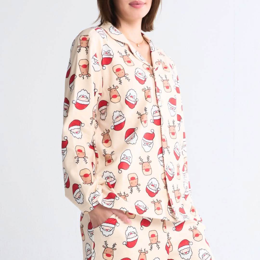 Christmas Pajama Top -  Santa and Rudolph - XNAUWBI