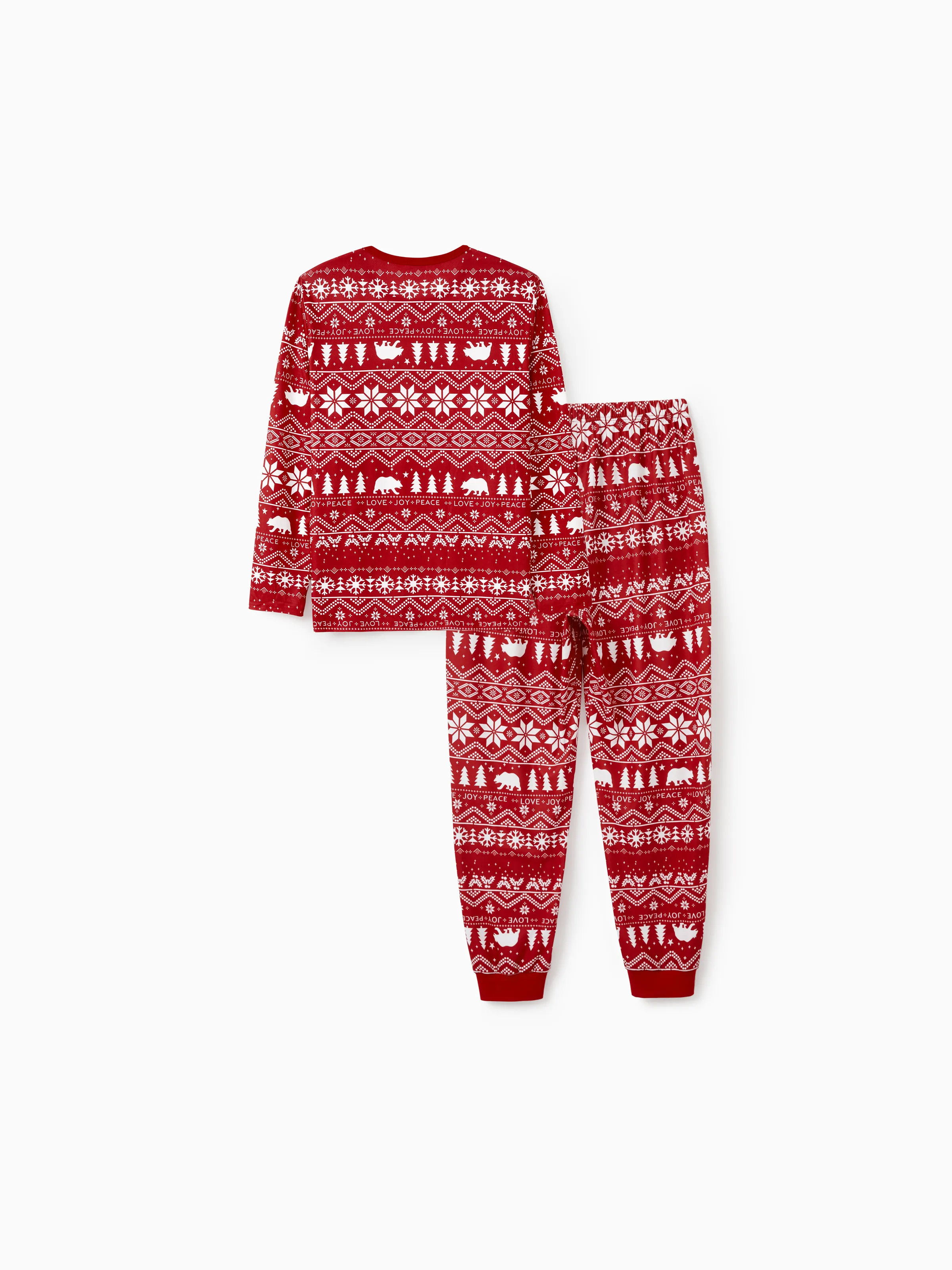 Traditional Christmas Print Family Matching Pajamas Sets with Christmas Socks Red - XNAUWBI