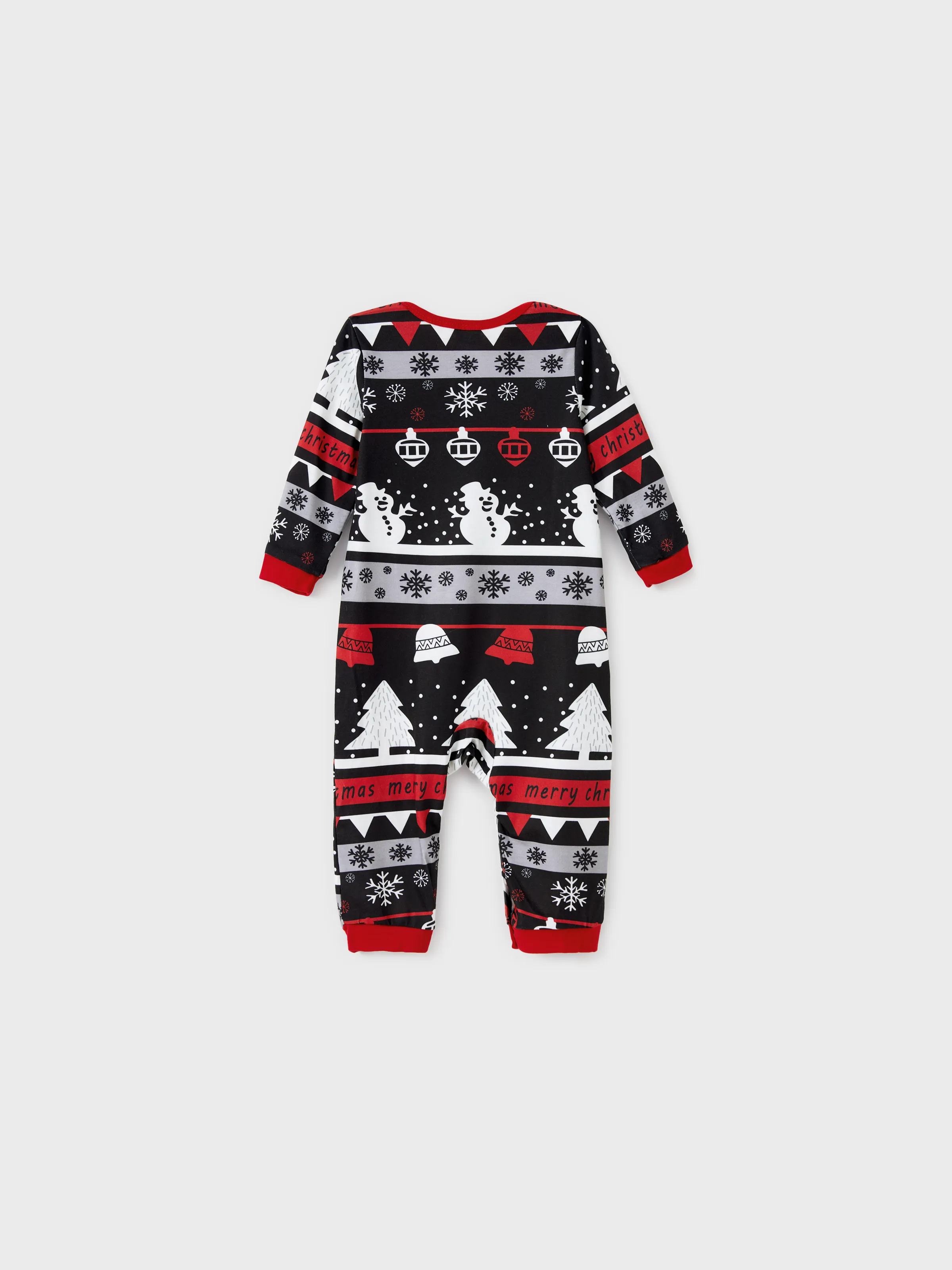 Christmas Tree Snowflake and Letters Print Grey Family Matching Long-sleeve Pajamas Sets with Christmas Socks Grey - XNAUWBI