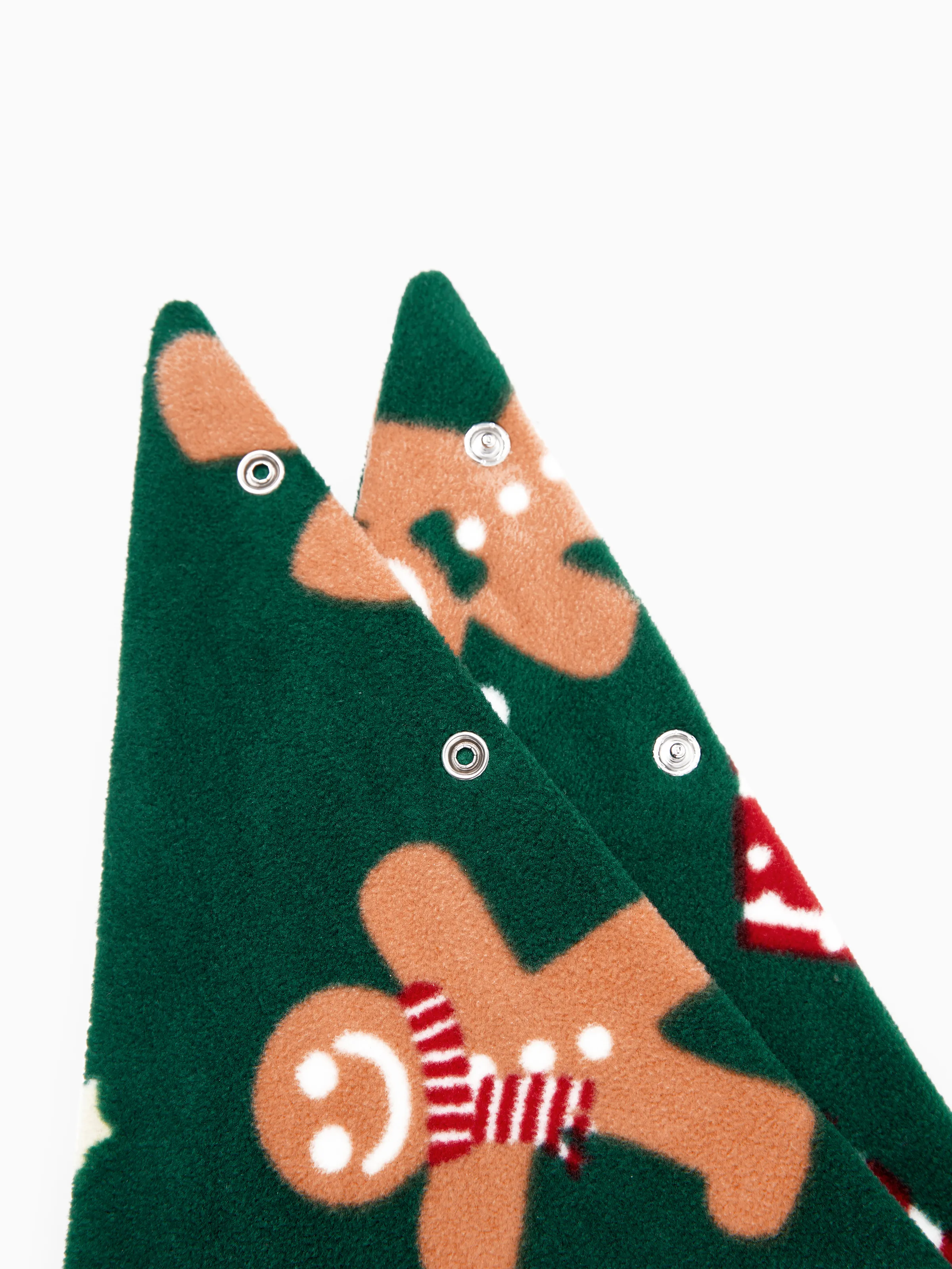 Christmas Pajamas Family Matching Fleece Gingerbread Man Long Sleeves Pajamas Sets with Christmas Socks Dark Green - XNAUWBI