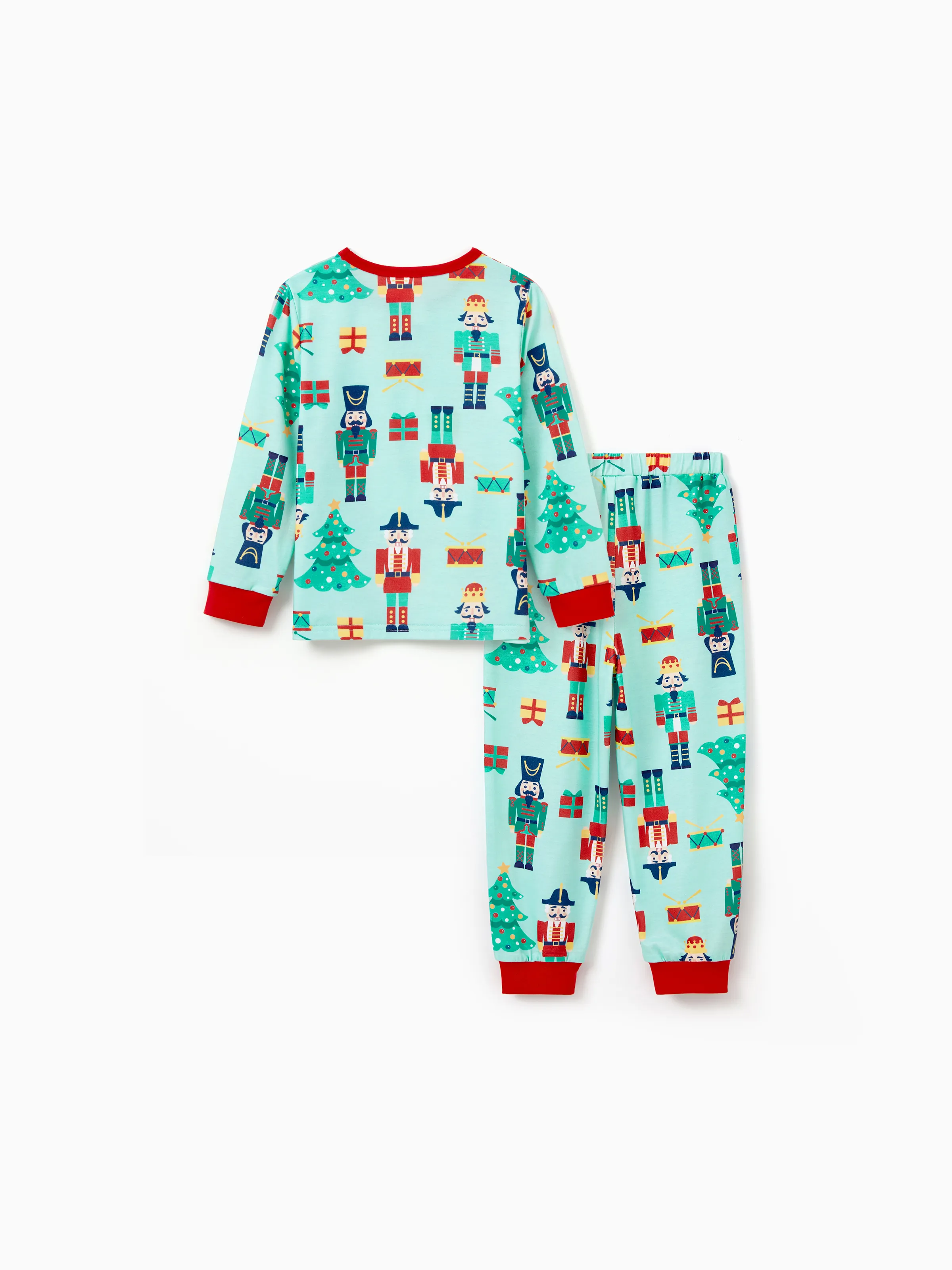 Christmas Matching Family Pajamas Set Soldier and Christmas Tree Print PJS with Christmas Socks Pale Green - XNAUWBI