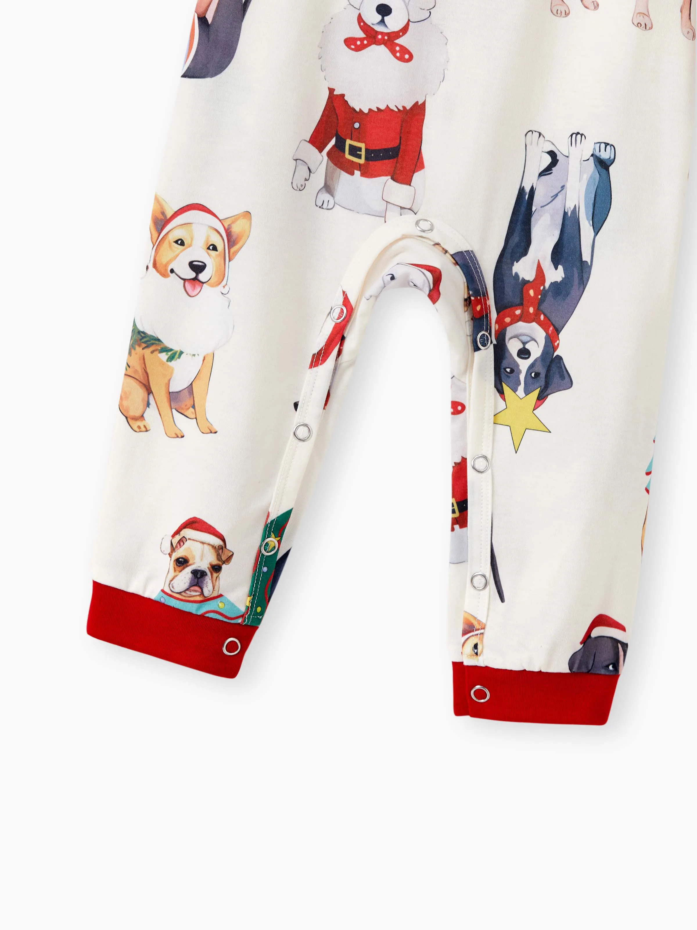 Christmas Pajamas Family Matching Cute Xmas Dog Collared Pajamas Sets with Christmas Socks LightApricot - XNAUWBI