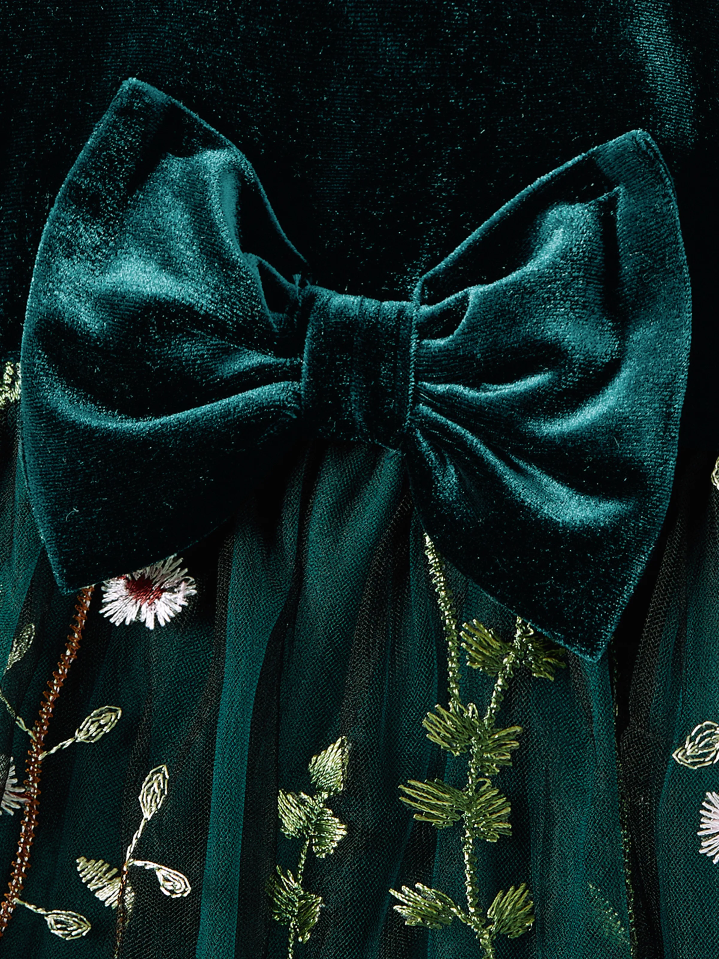 Mommy and Me Casual Dresses - Big Flower Print, Medium Thickness, Short Sleeve, Opaque, Regular Fit Dark Green - XNAUWBI