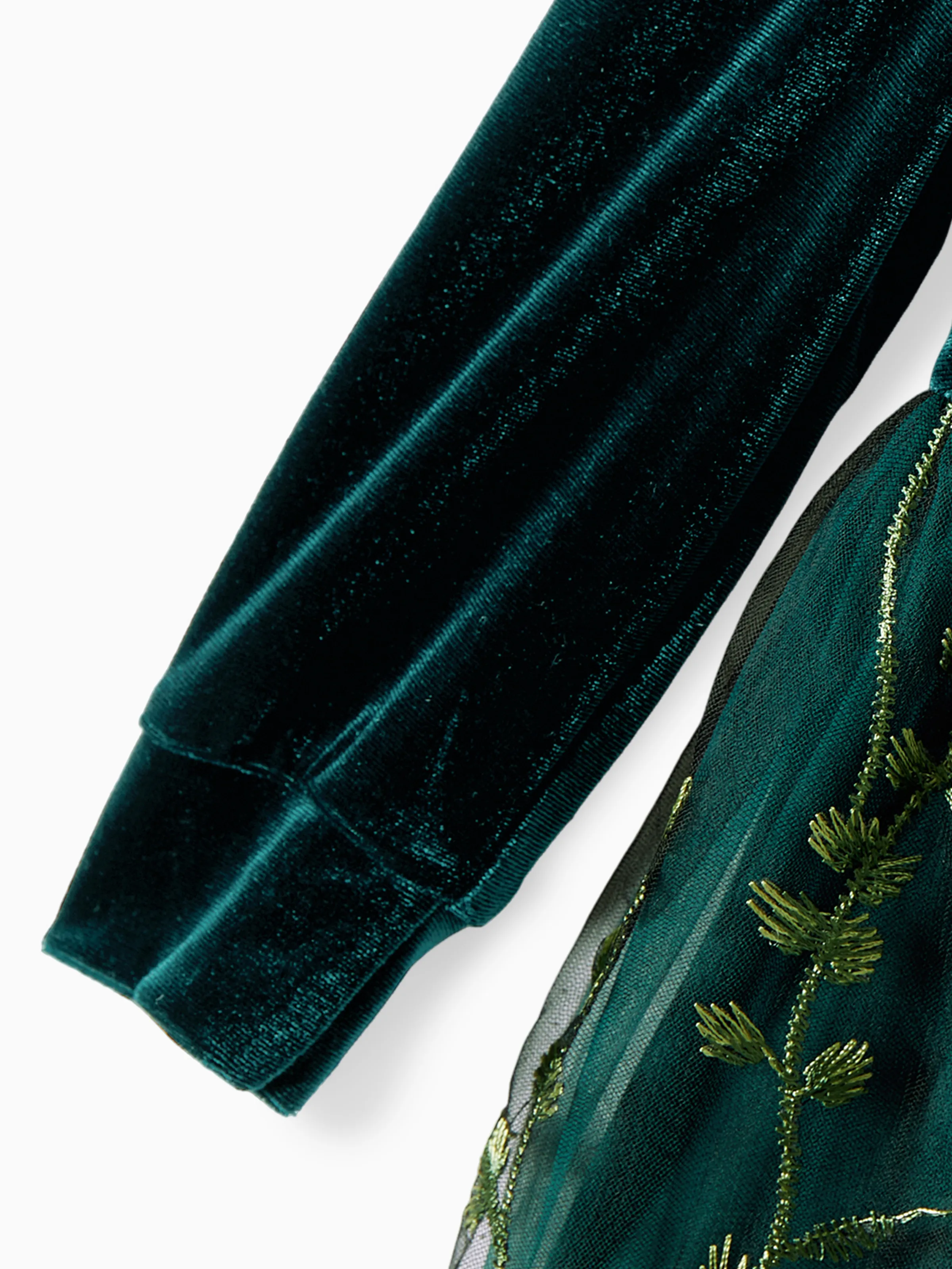 Mommy and Me Casual Dresses - Big Flower Print, Medium Thickness, Short Sleeve, Opaque, Regular Fit Dark Green - XNAUWBI