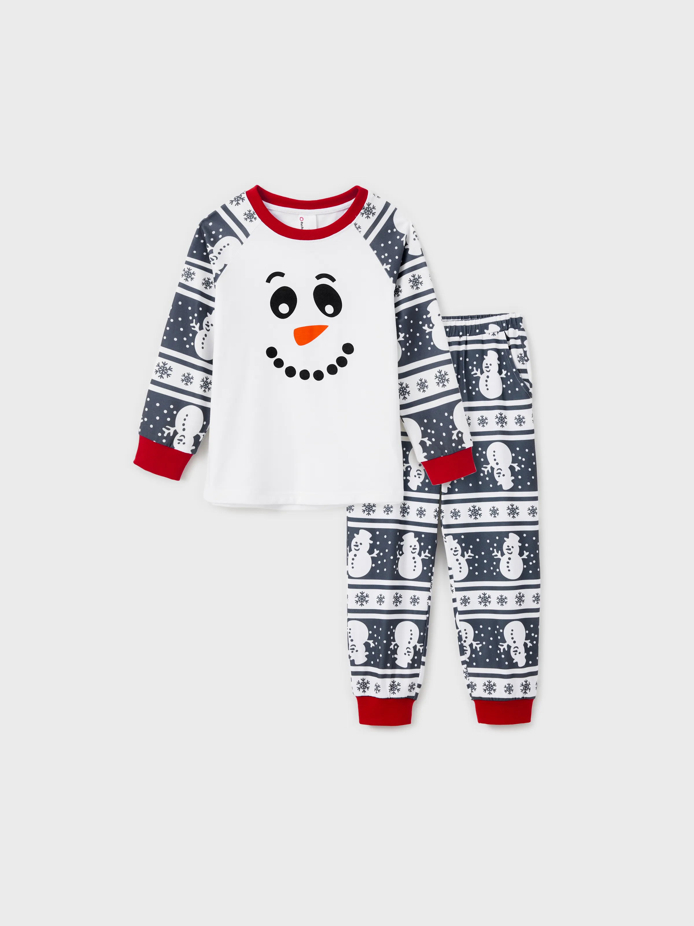 Matching Christmas Pajamas Family Snowman Pattern Long Sleeves PJs Sets Christmas Socks Dark Grey - XNAUWBI