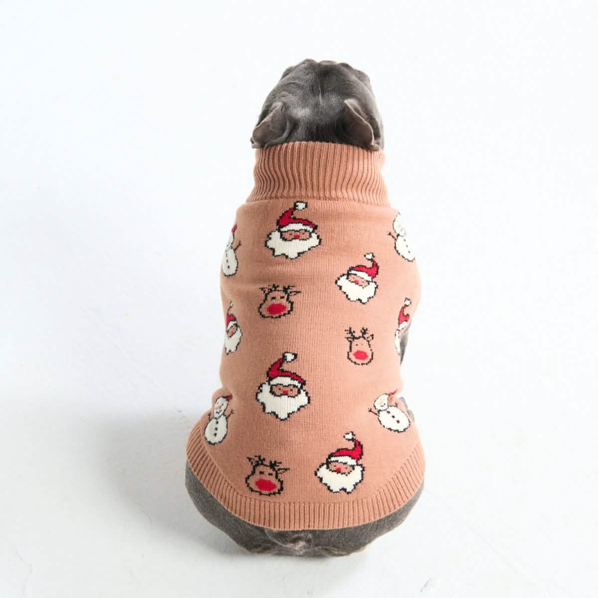 Christmas Knit Dog Sweater - Santa & Rudolph - XNAUWBI