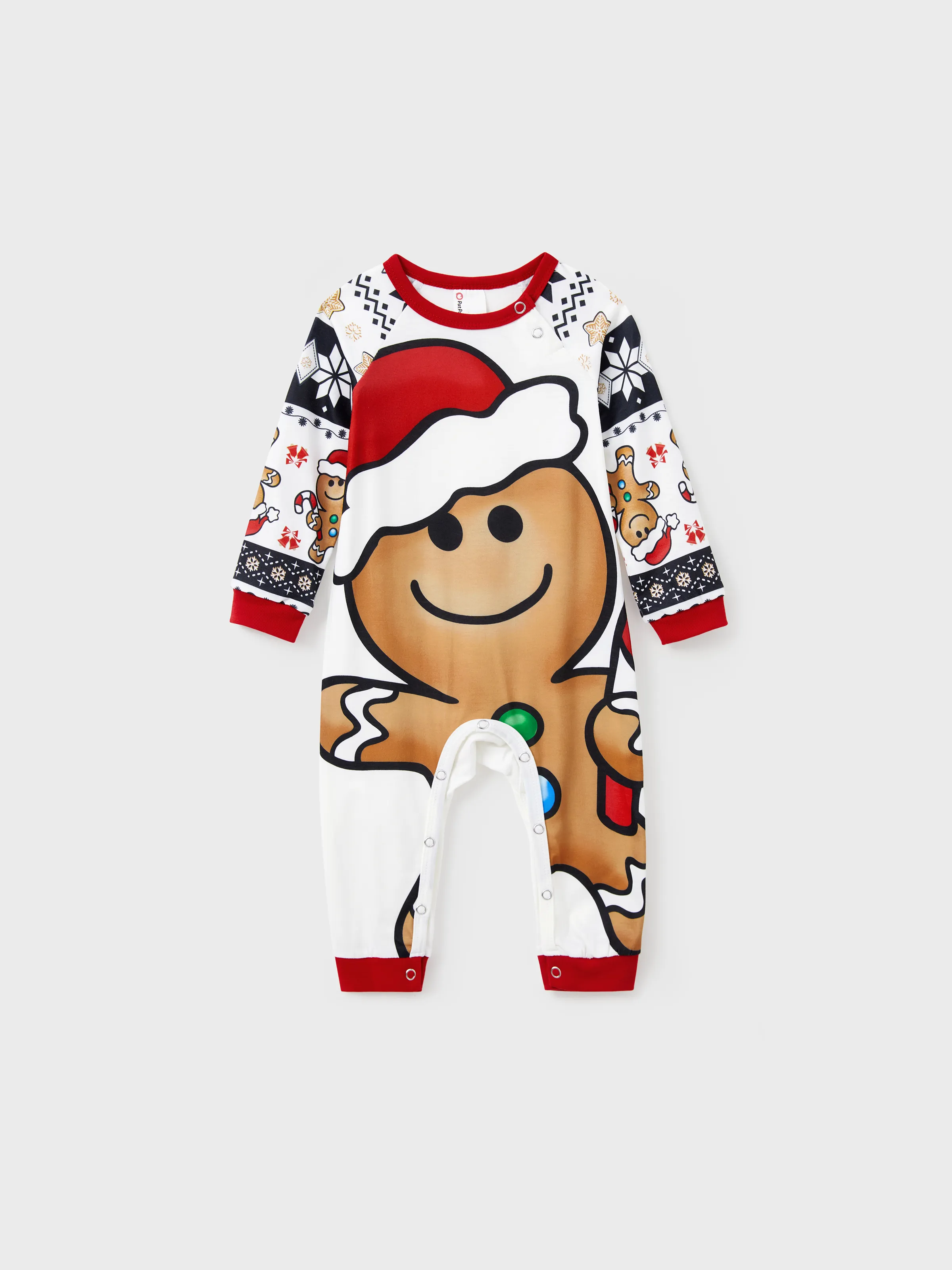 Christmas Family Matching Raglan Sleeves Gingerbread Man Pajamas Sets with Drawstring and Pockets with Christmas Socks red/black - XNAUWBI