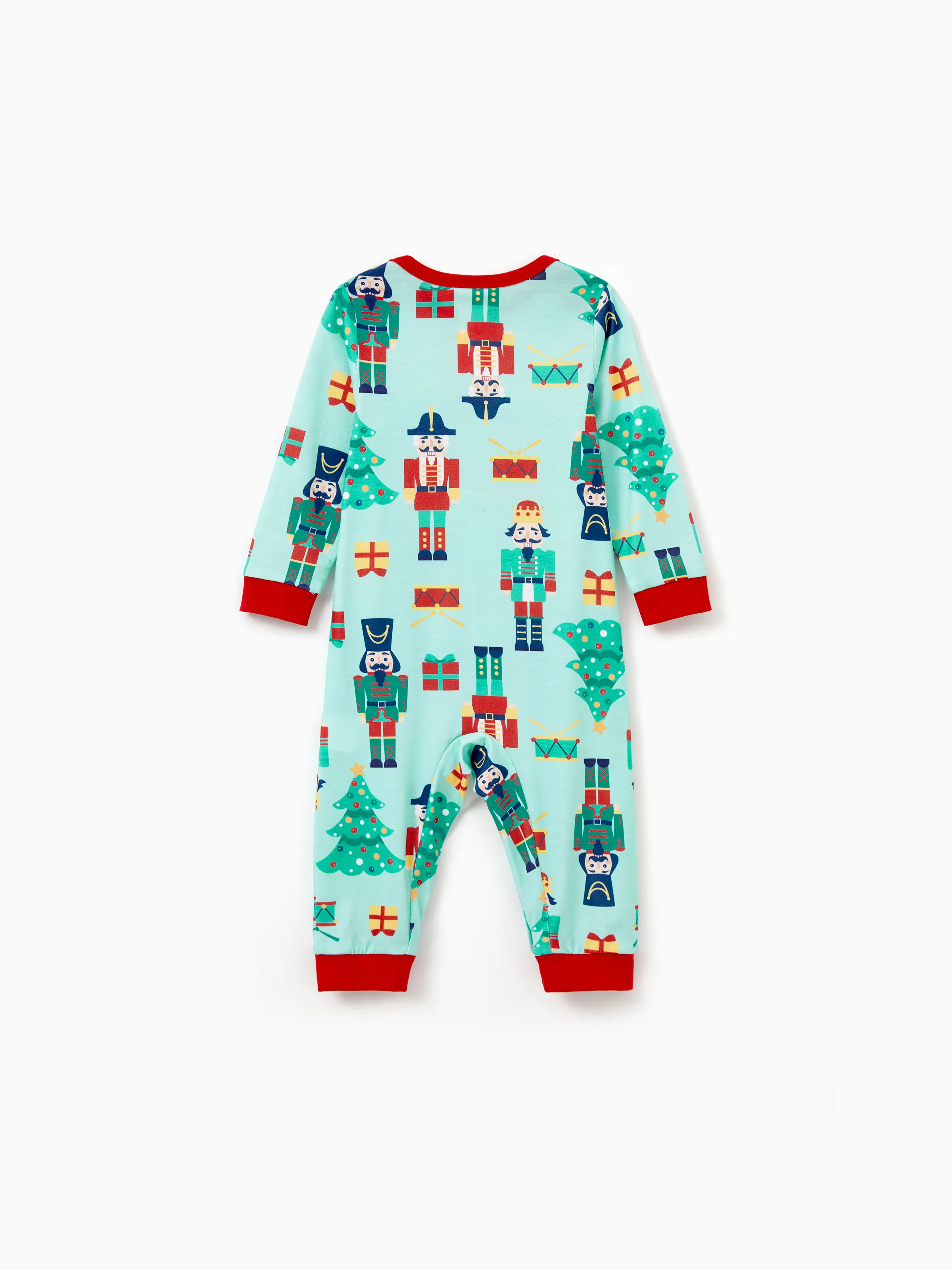 Christmas Matching Family Pajamas Set Soldier and Christmas Tree Print PJS with Christmas Socks Pale Green - XNAUWBI