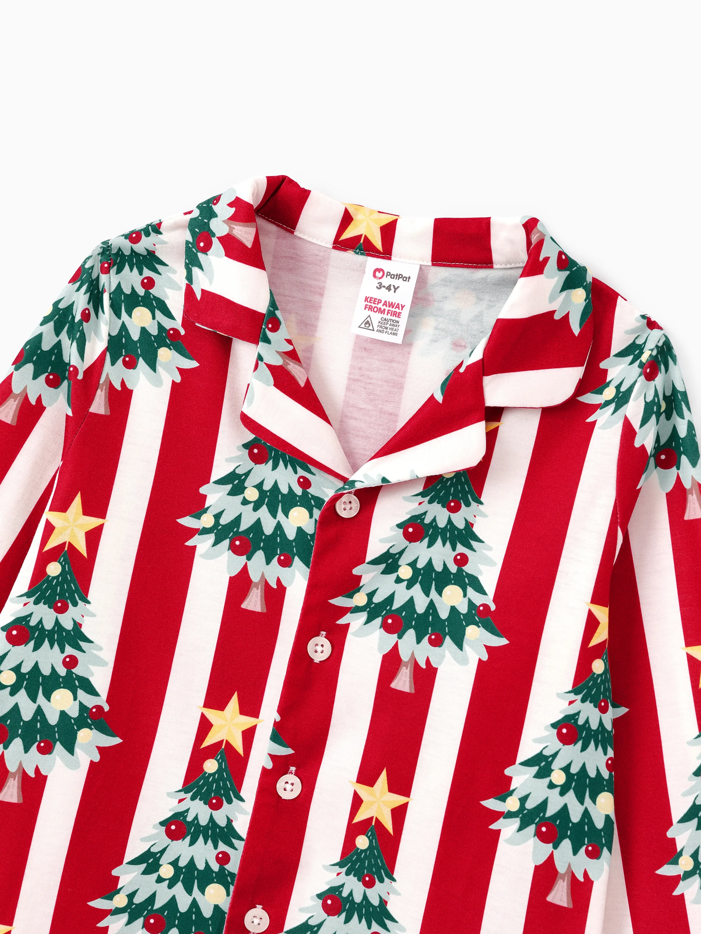 Christmas Family Matching Trees Print Stripes Long-sleeve Pajamas Sets with Christmas Socks Red - XNAUWBI