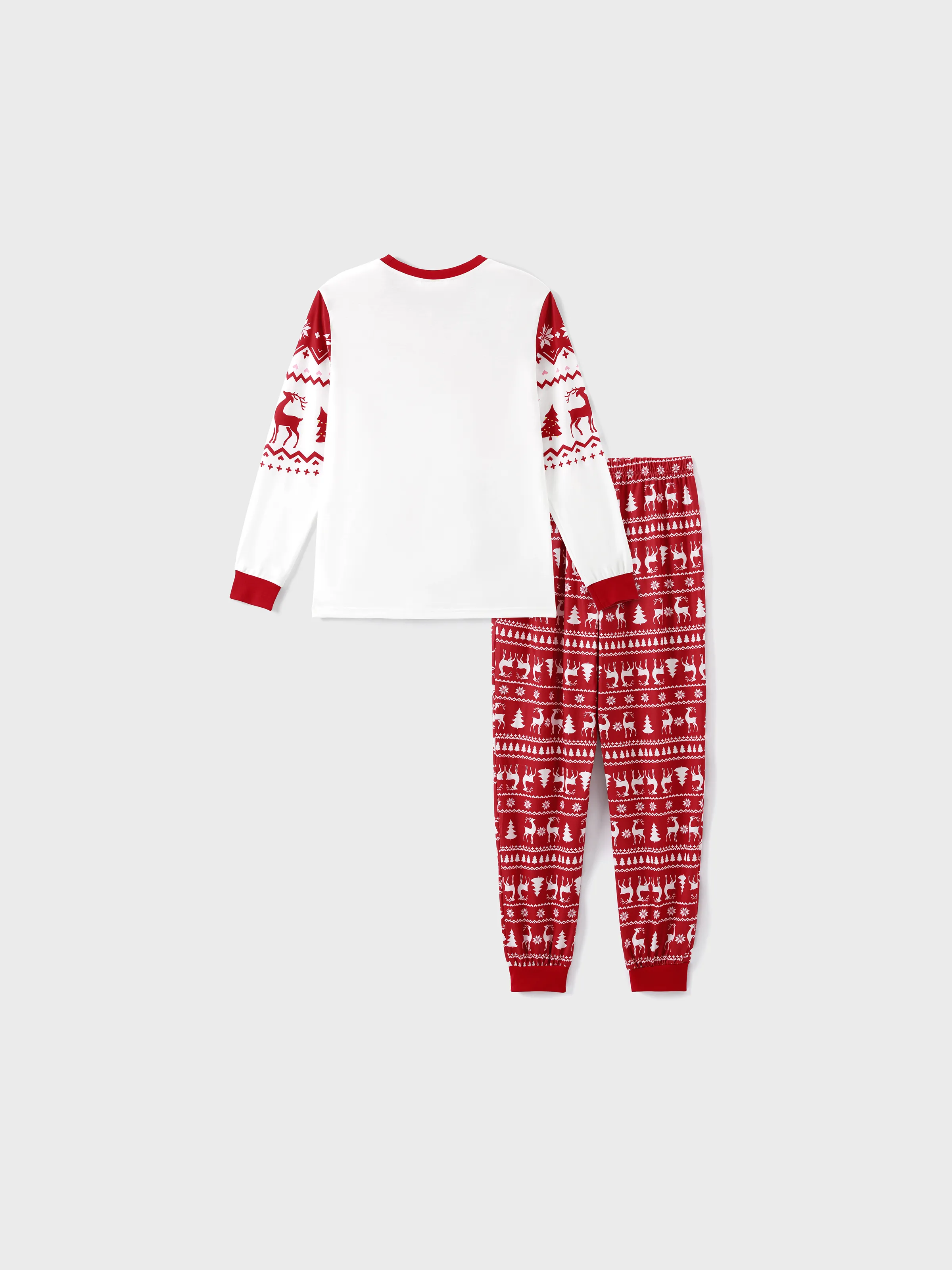 Christmas Reindeer and Snowflake Print Family Matching Pajamas Sets with Christmas Socks Red - XNAUWBI