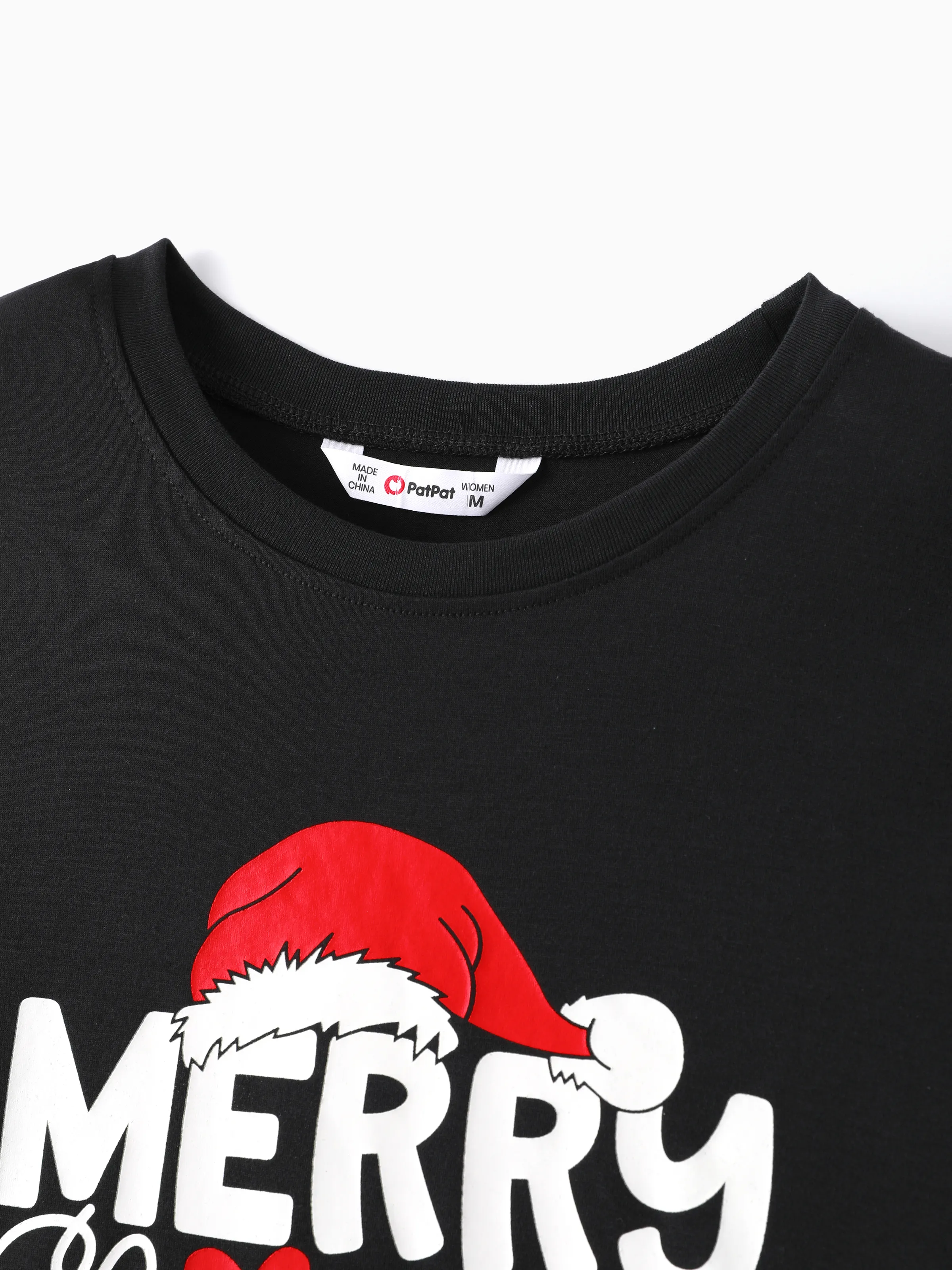 Christmas Family Matching Glow In The Dark Letters Print Long-sleeve Pajamas Sets with Christmas Socks Black+White - XNAUWBI