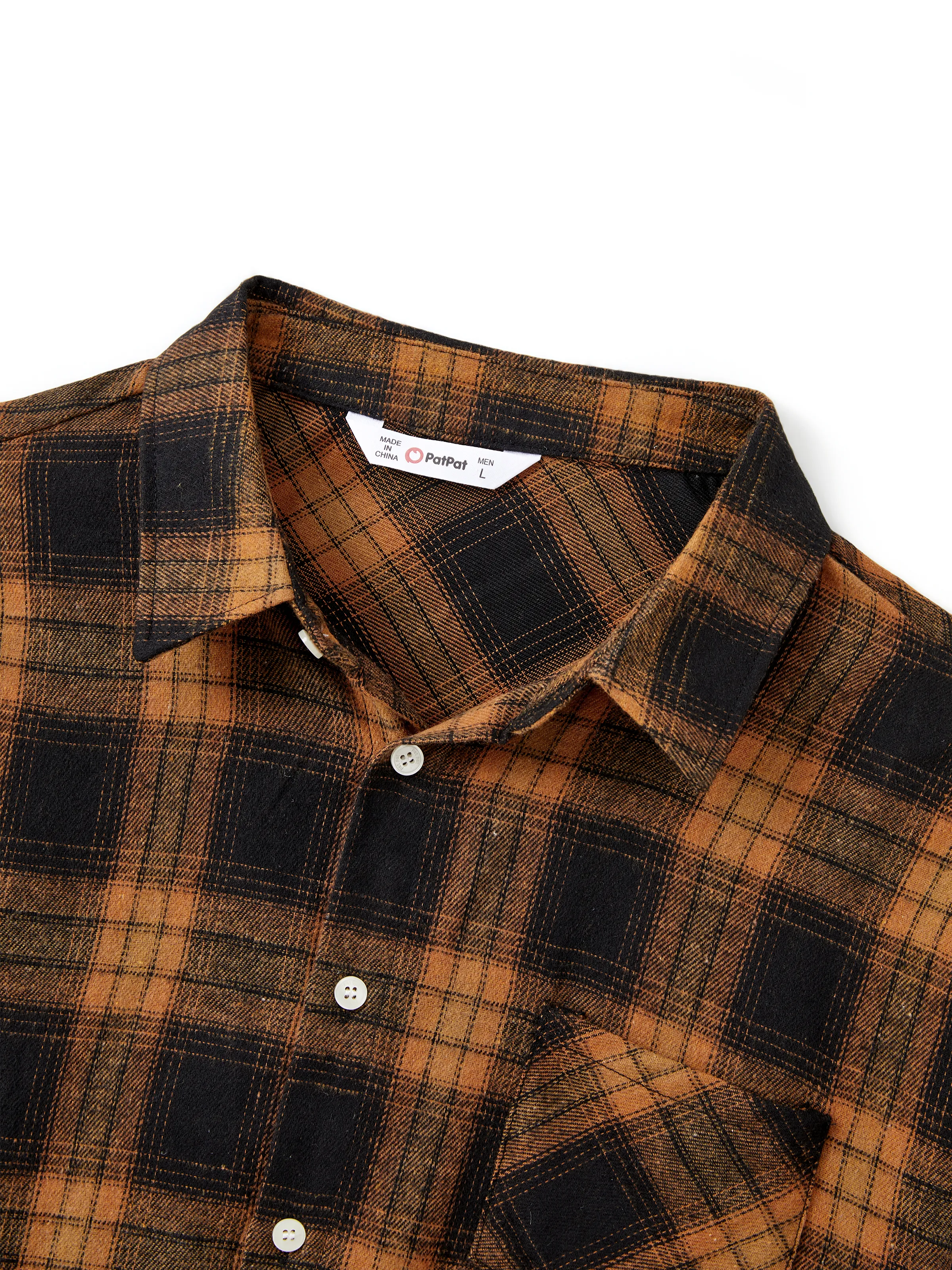 Christmas Family Matching Sets Brown&Black Check Plaid Long-sleeve Botton Dwon Top/Dress/Romper BrownishBlack - XNAUWBI