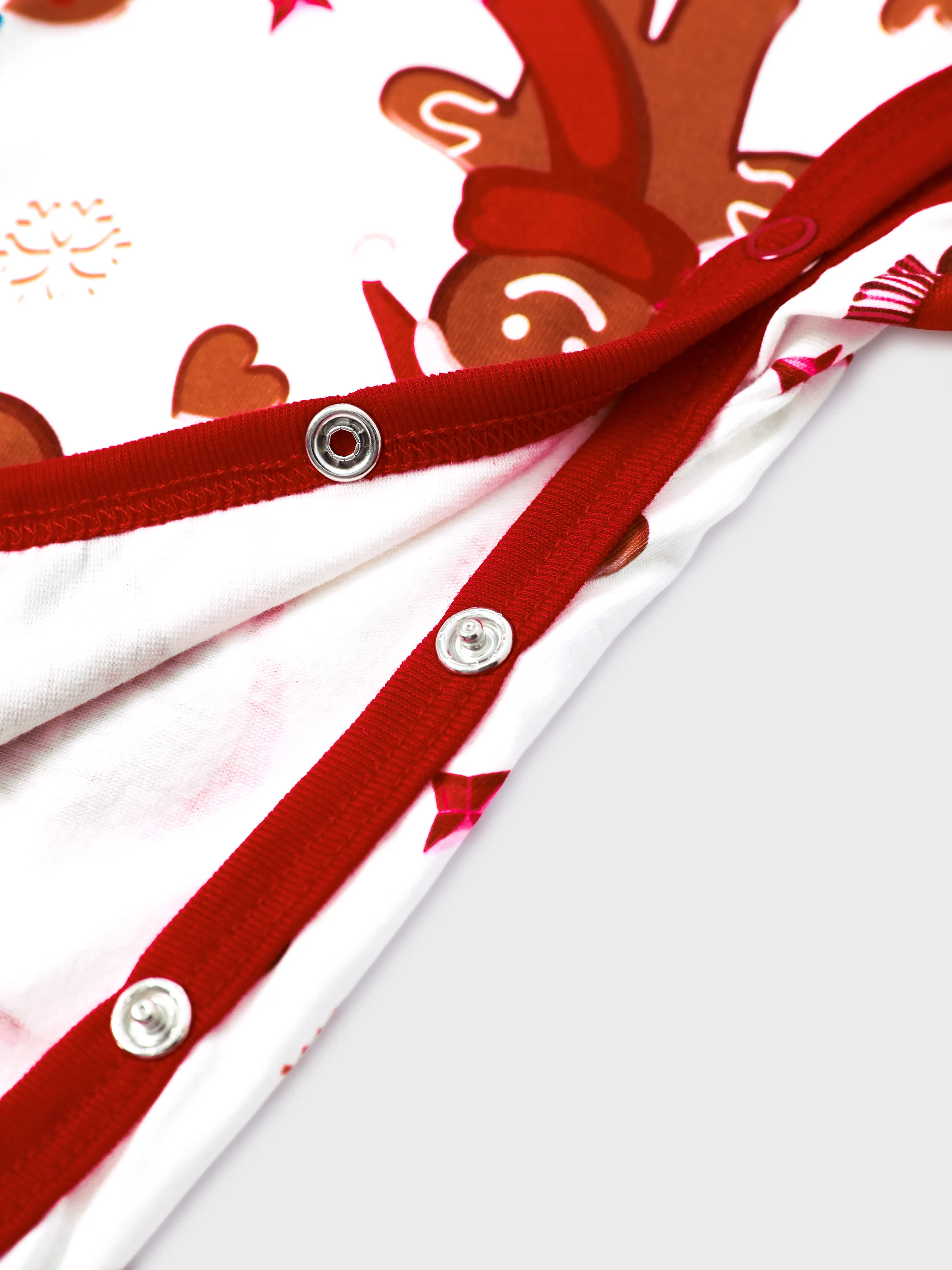 Christmas Family Matching Cartoon Gingerbread Man Allover Print Pajamas Sets with Christmas Socks White - XNAUWBI