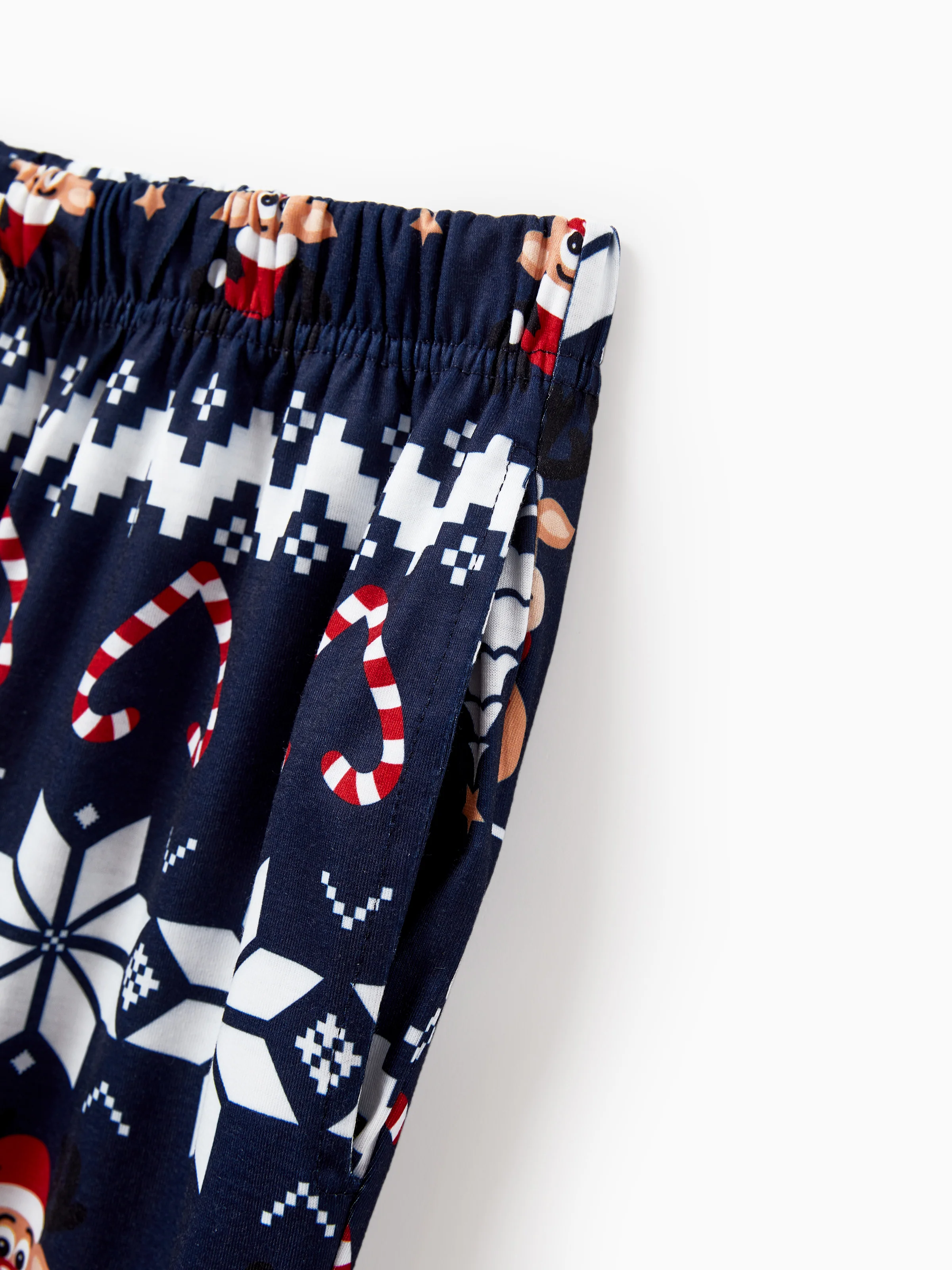 Christmas Matching Family Pajamas Set Reindeer and Snowflake Print PJS Deep Blue - XNAUWBI