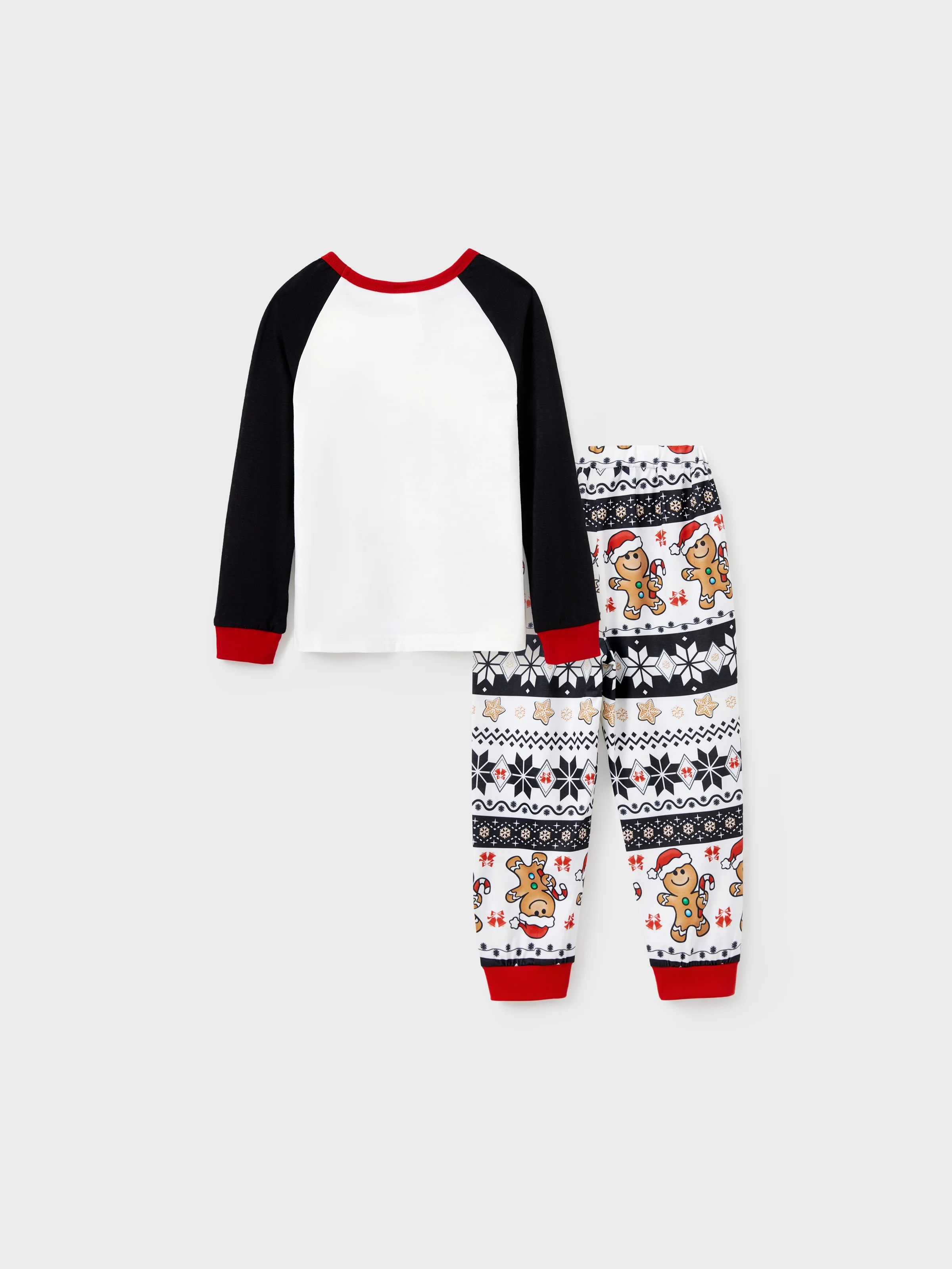 Christmas Family Matching Raglan Sleeves Gingerbread Man Pajamas Sets with Drawstring and Pockets with Christmas Socks red/black - XNAUWBI