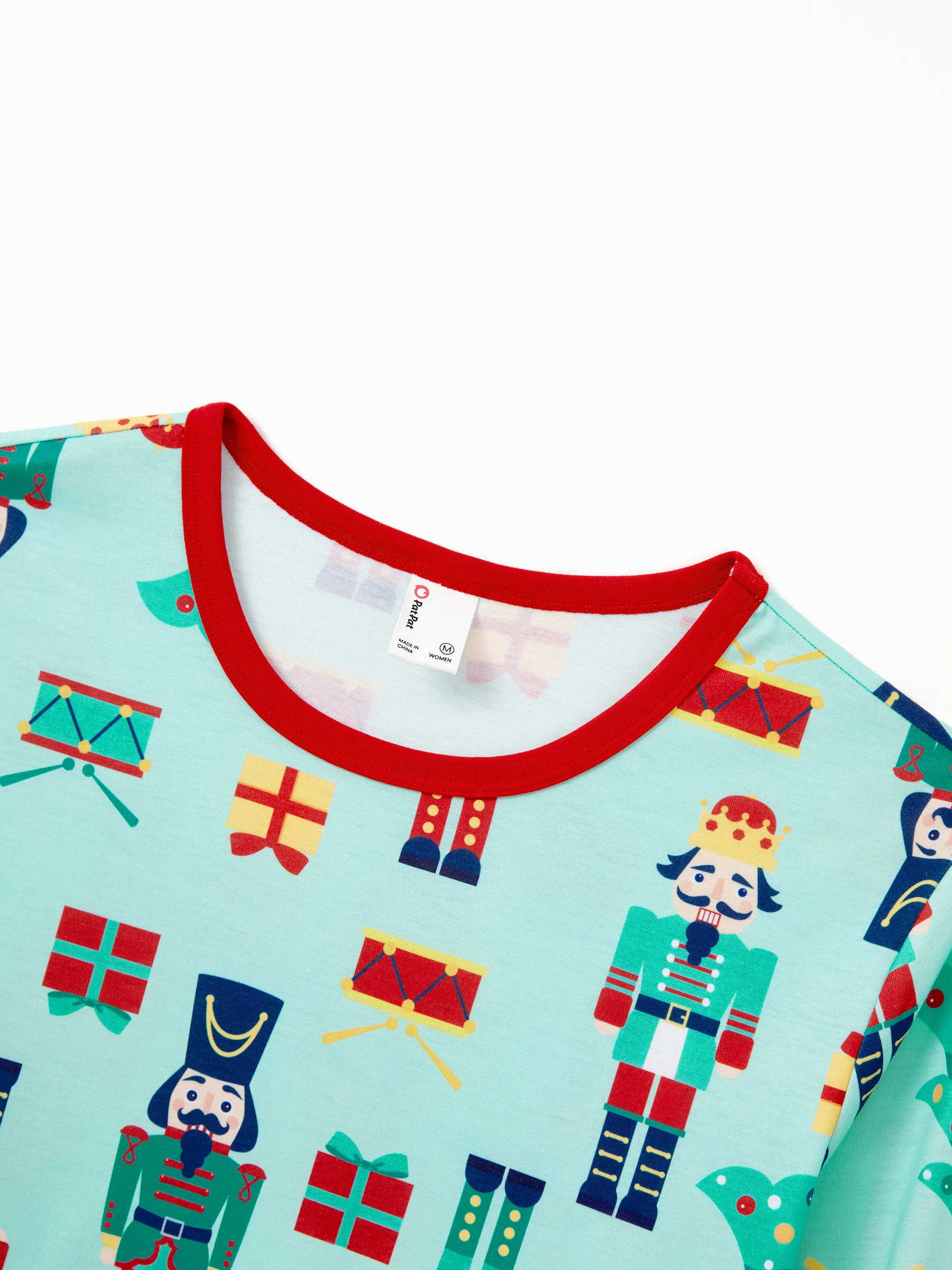 Christmas Matching Family Pajamas Set Soldier and Christmas Tree Print PJS with Christmas Socks Pale Green - XNAUWBI