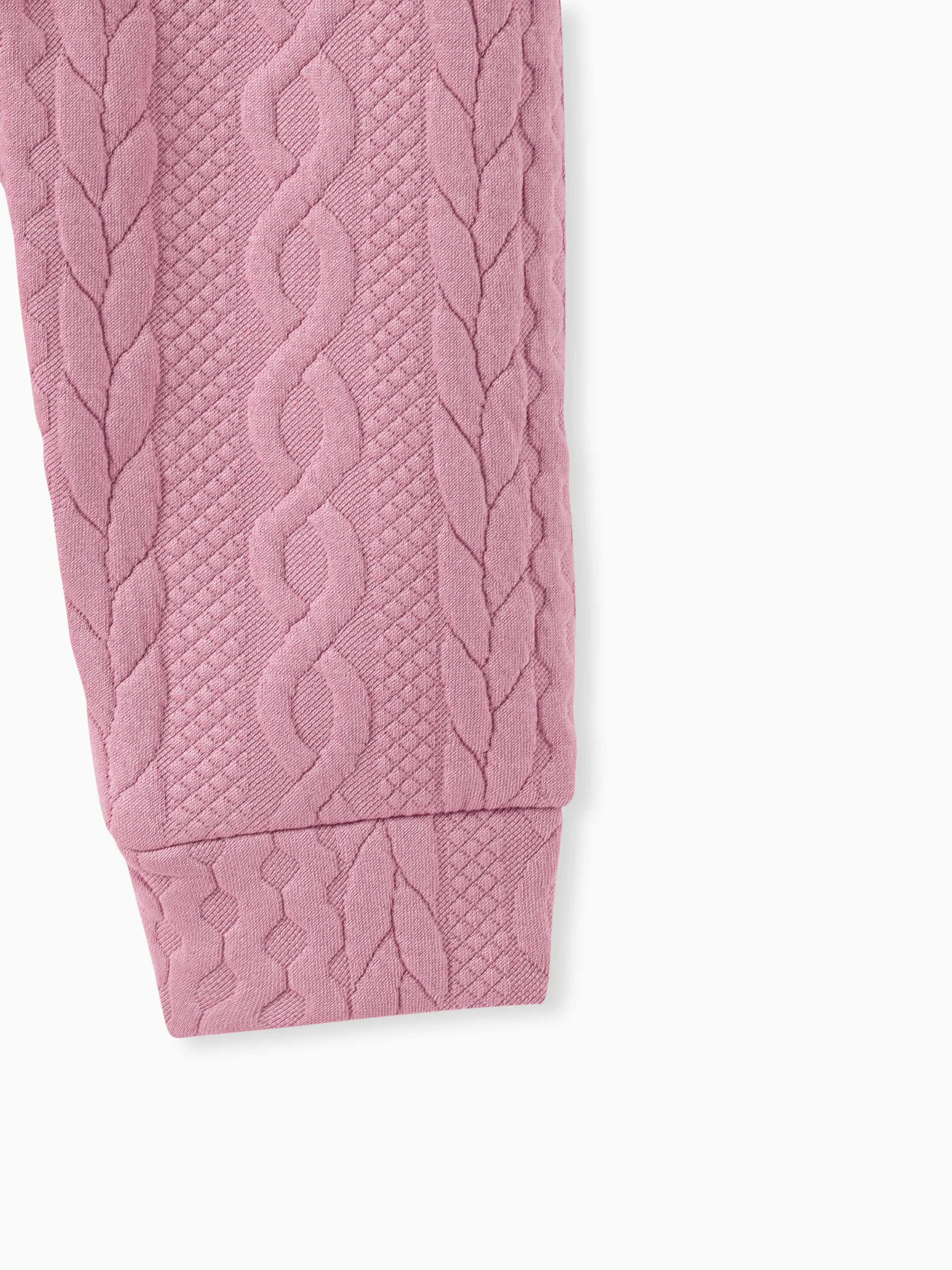 Baby Girl Clothes 2pcs Solid Knitted Sweatshirt and Pants Set Pink - XNAUWBI