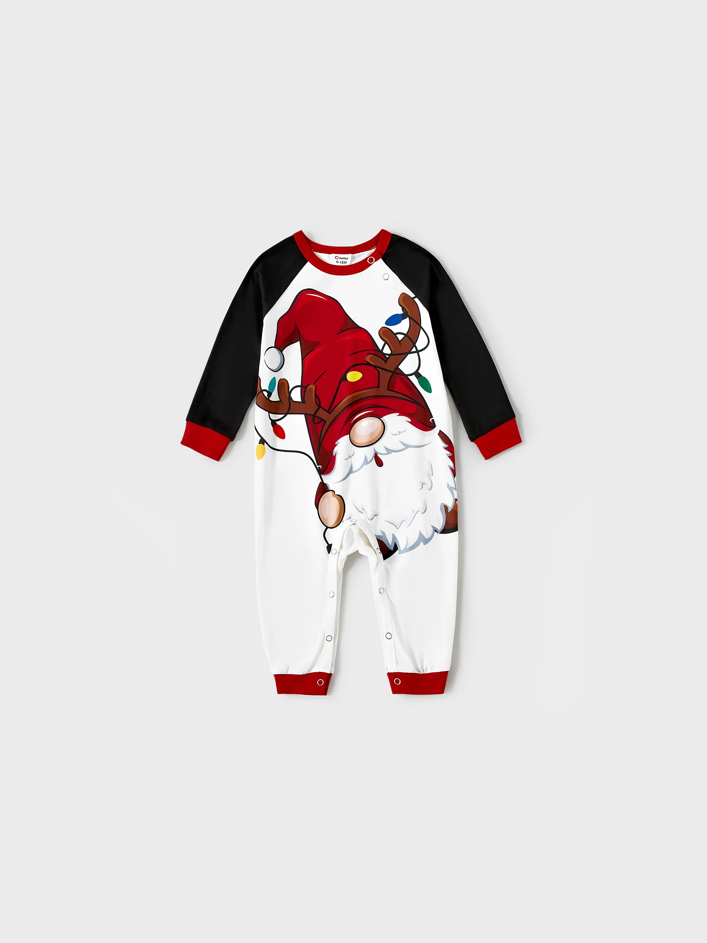 Christmas Family Matching Santa Print Raglan Sleeves Pajamas Sets with Christmas Socks (SGS Certied Safety) Red - XNAUWBI