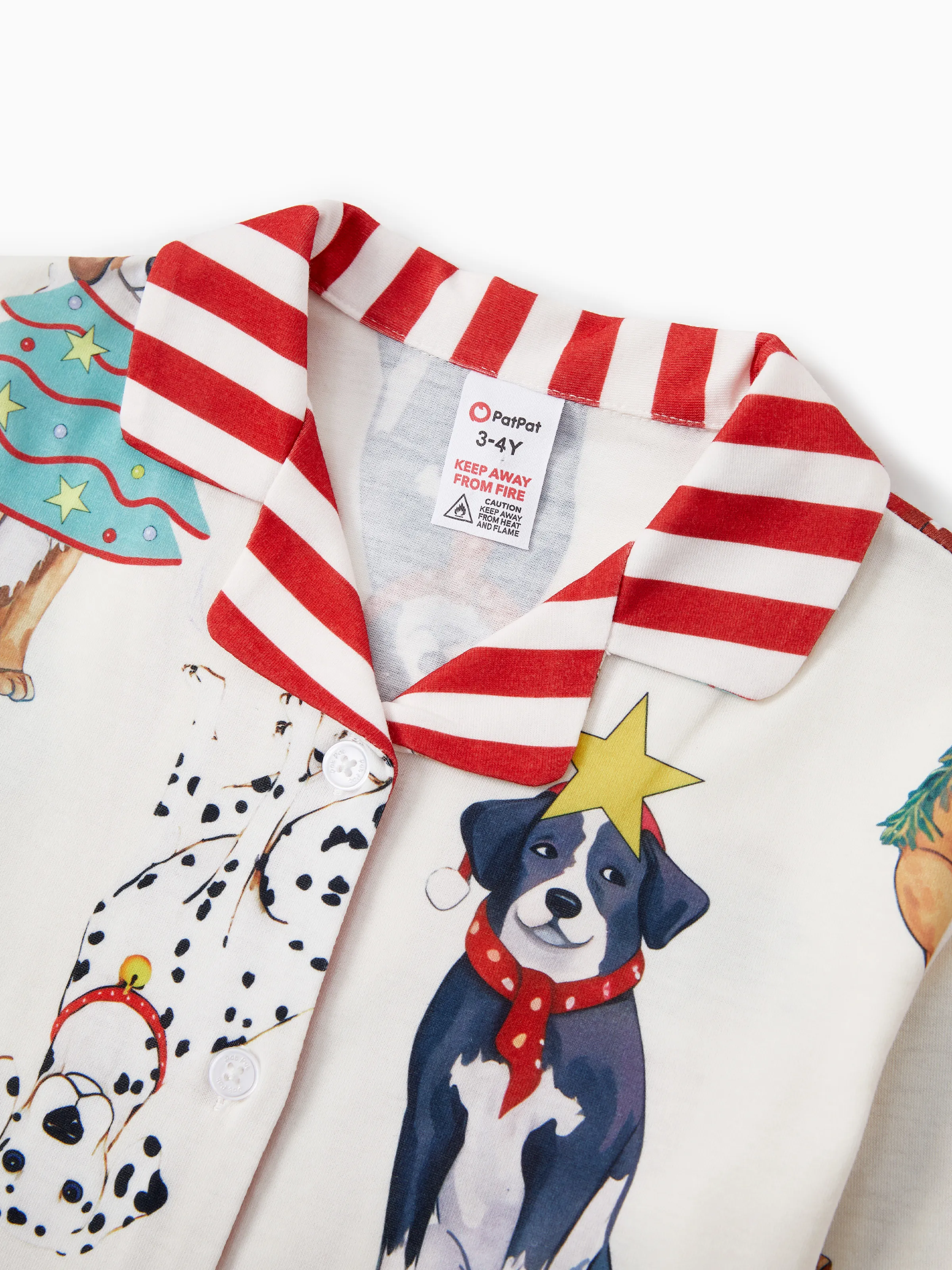 Christmas Pajamas Family Matching Cute Xmas Dog Collared Pajamas Sets with Christmas Socks LightApricot - XNAUWBI