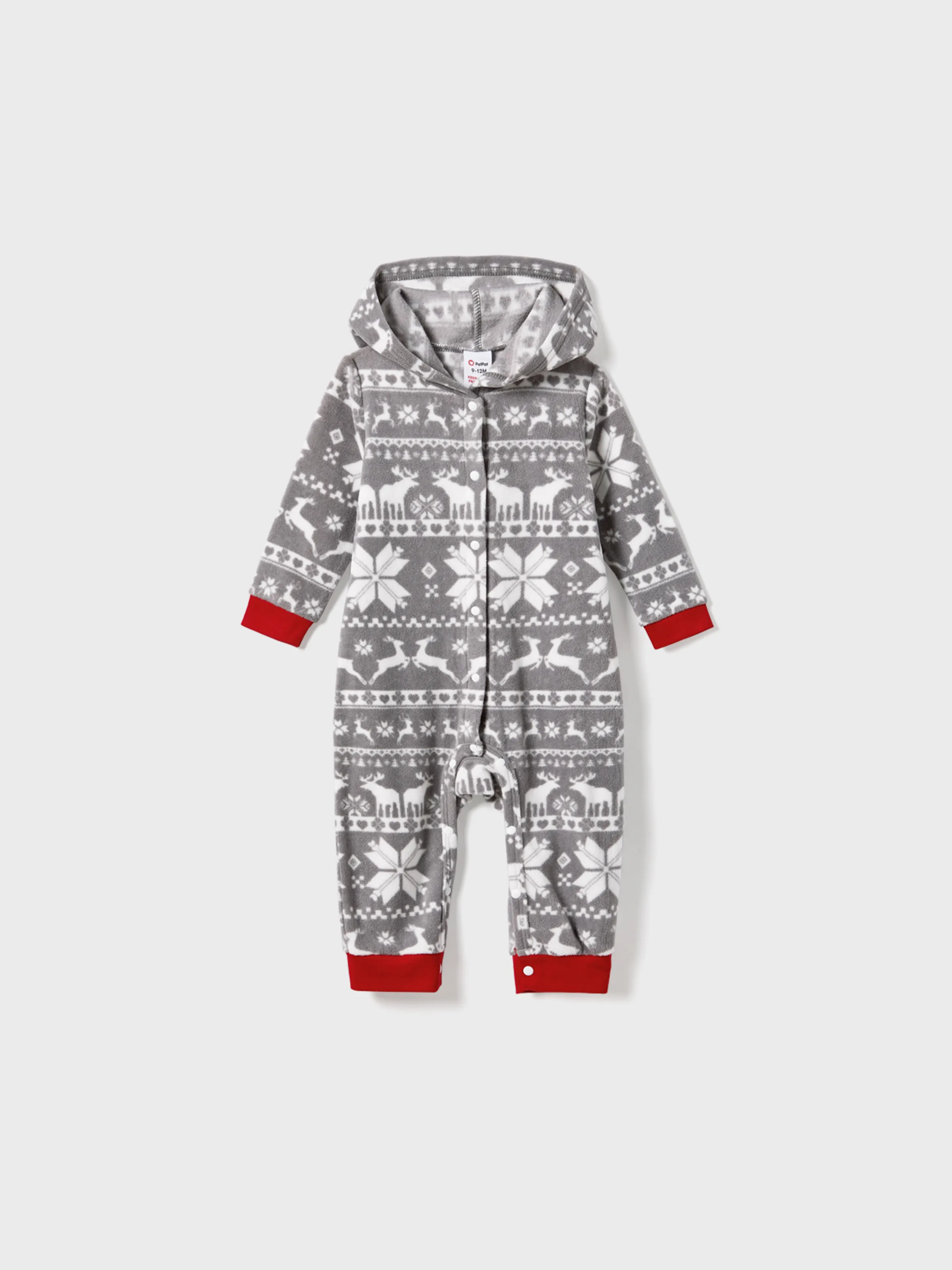 Christmas Family Matching Letters Embroidered Long-sleeve Hooded Fleece Pajamas Sets with Christmas Socks White - XNAUWBI