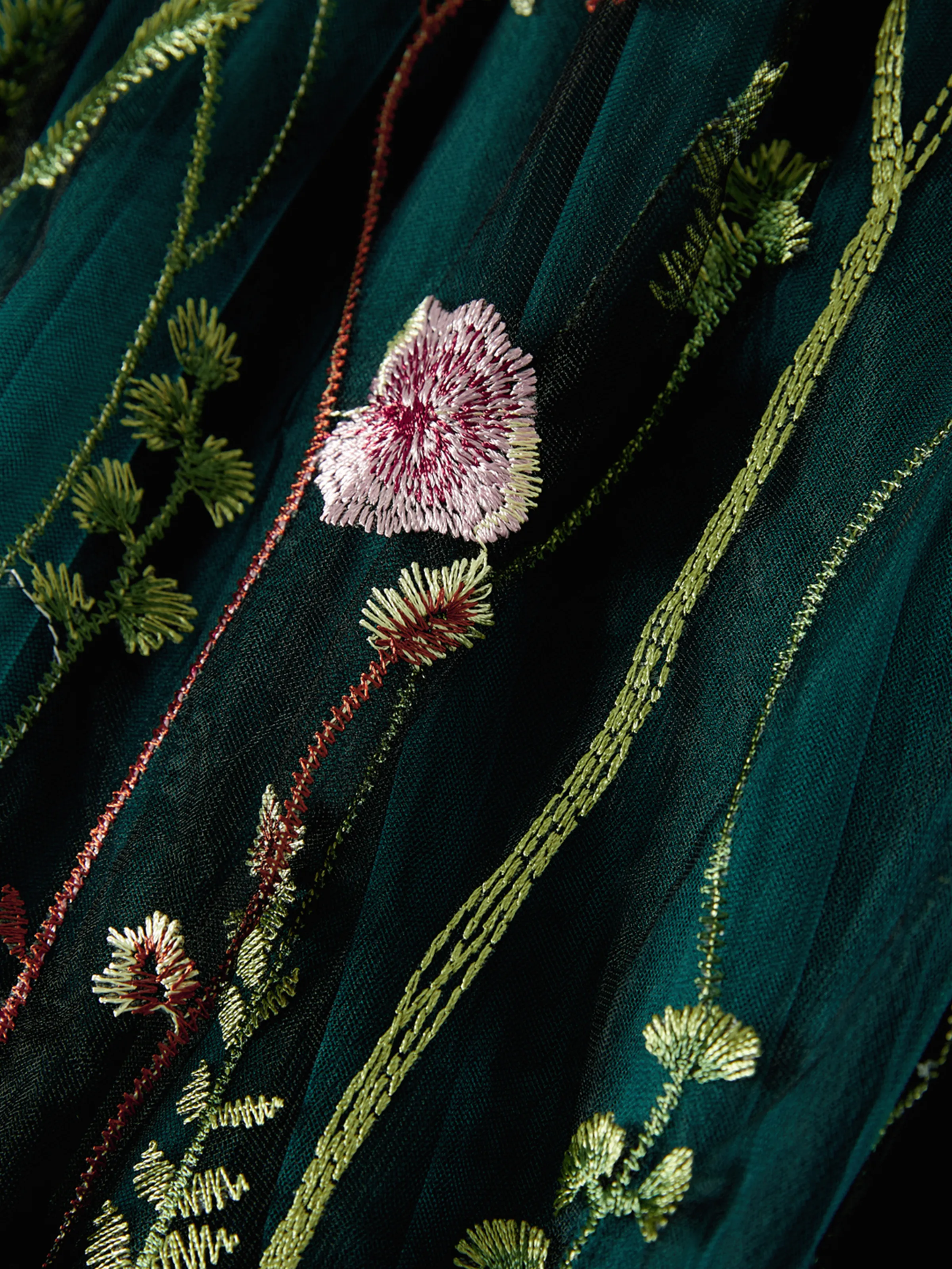 Mommy and Me Casual Dresses - Big Flower Print, Medium Thickness, Short Sleeve, Opaque, Regular Fit Dark Green - XNAUWBI