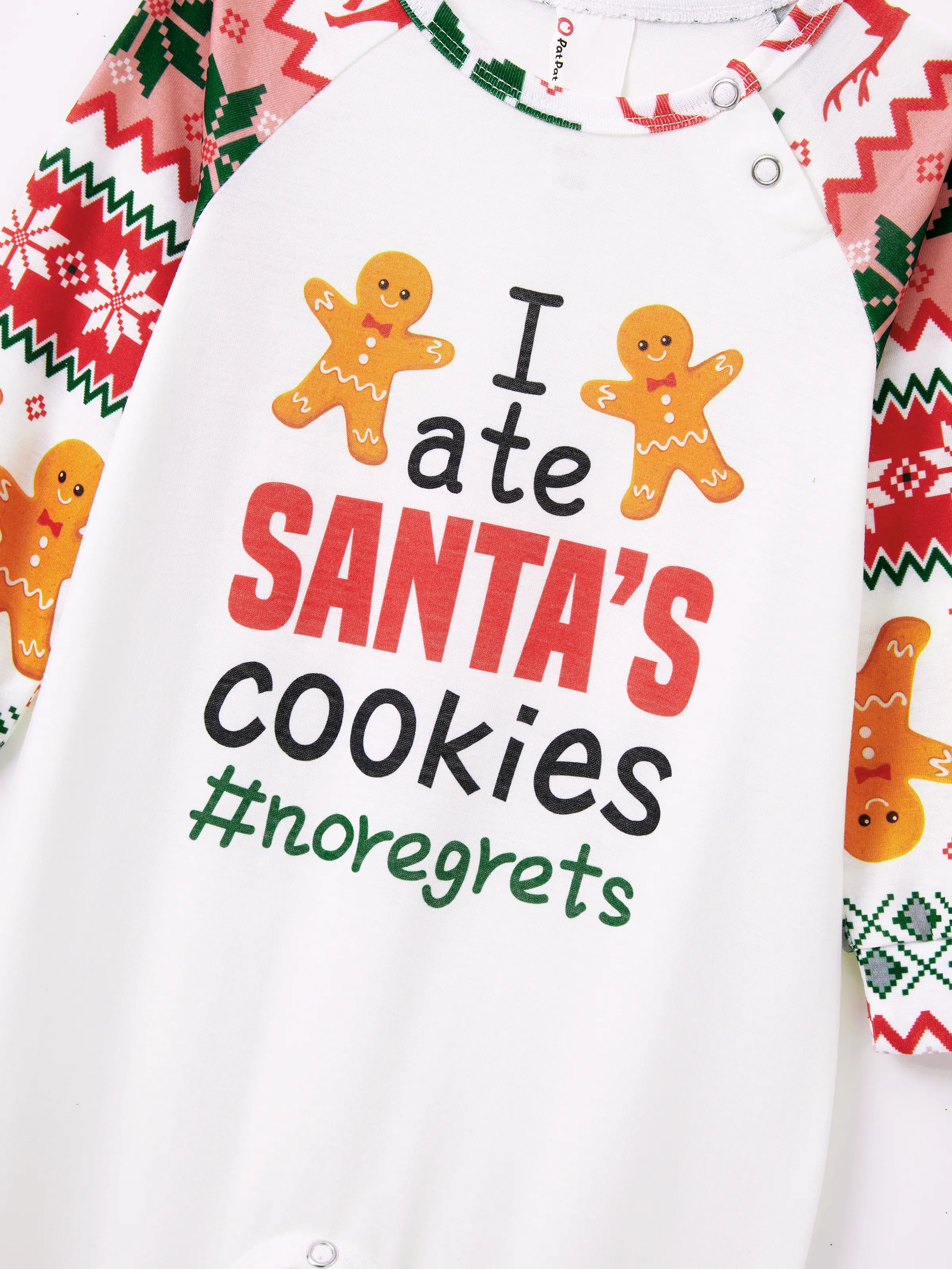 Christmas Pajamas Family Matching Santa's Cookies Gingerbread Man Pattern Pajamas Sets with Christmas Socks MultiColour - XNAUWBI