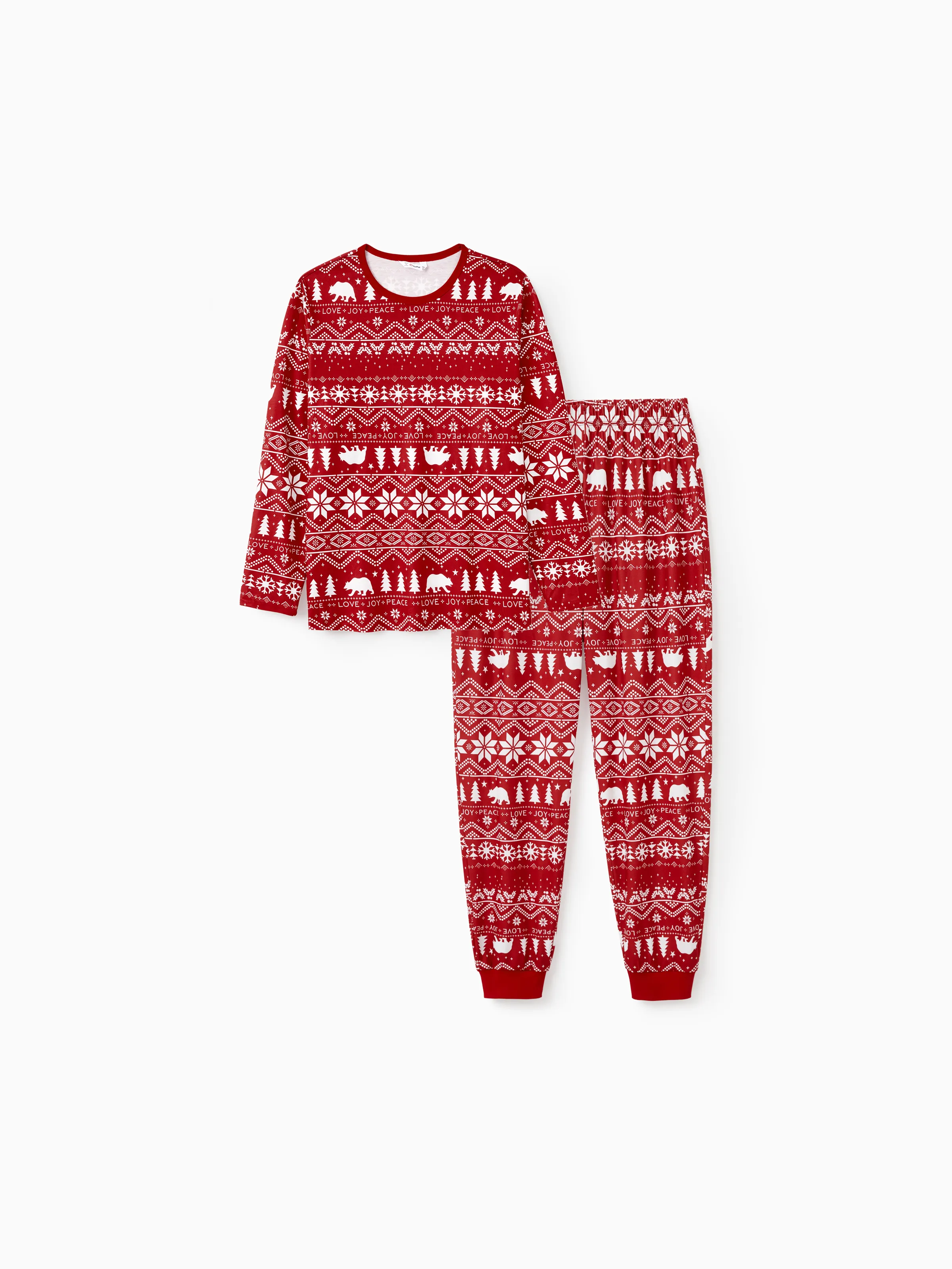 Traditional Christmas Print Family Matching Pajamas Sets with Christmas Socks Red - XNAUWBI