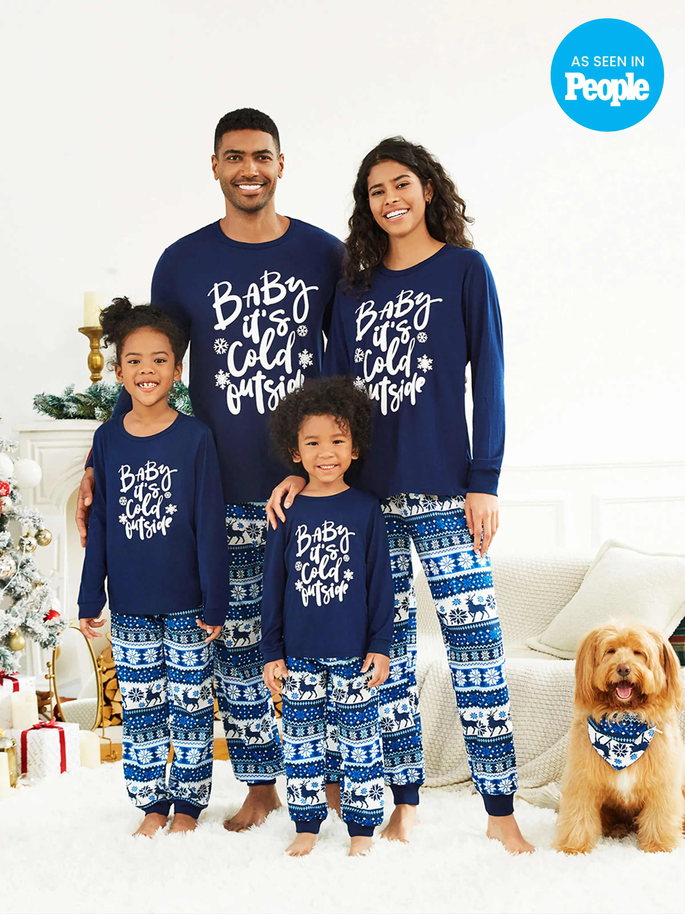Mosaic Family Matching Letter Top Reindeer Pants Christmas Pajamas Sets with Christmas Socks Deep Blue - XNAUWBI