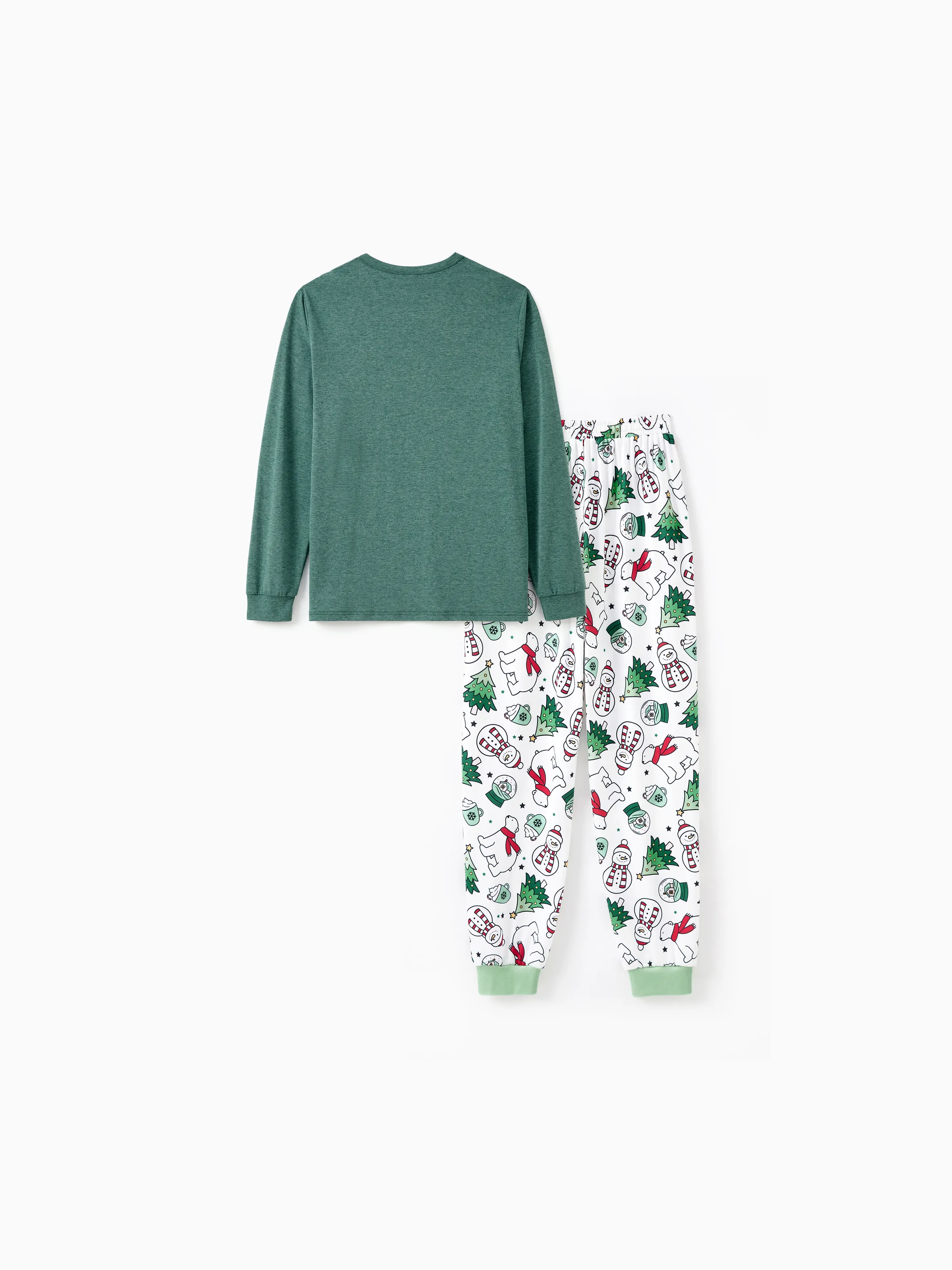 Christmas Family Matching Long Sleeves Very Merry Green Tops Allover Pattern Pants Pajamas Sets with Christmas Socks MediumSpringGreen - XNAUWBI