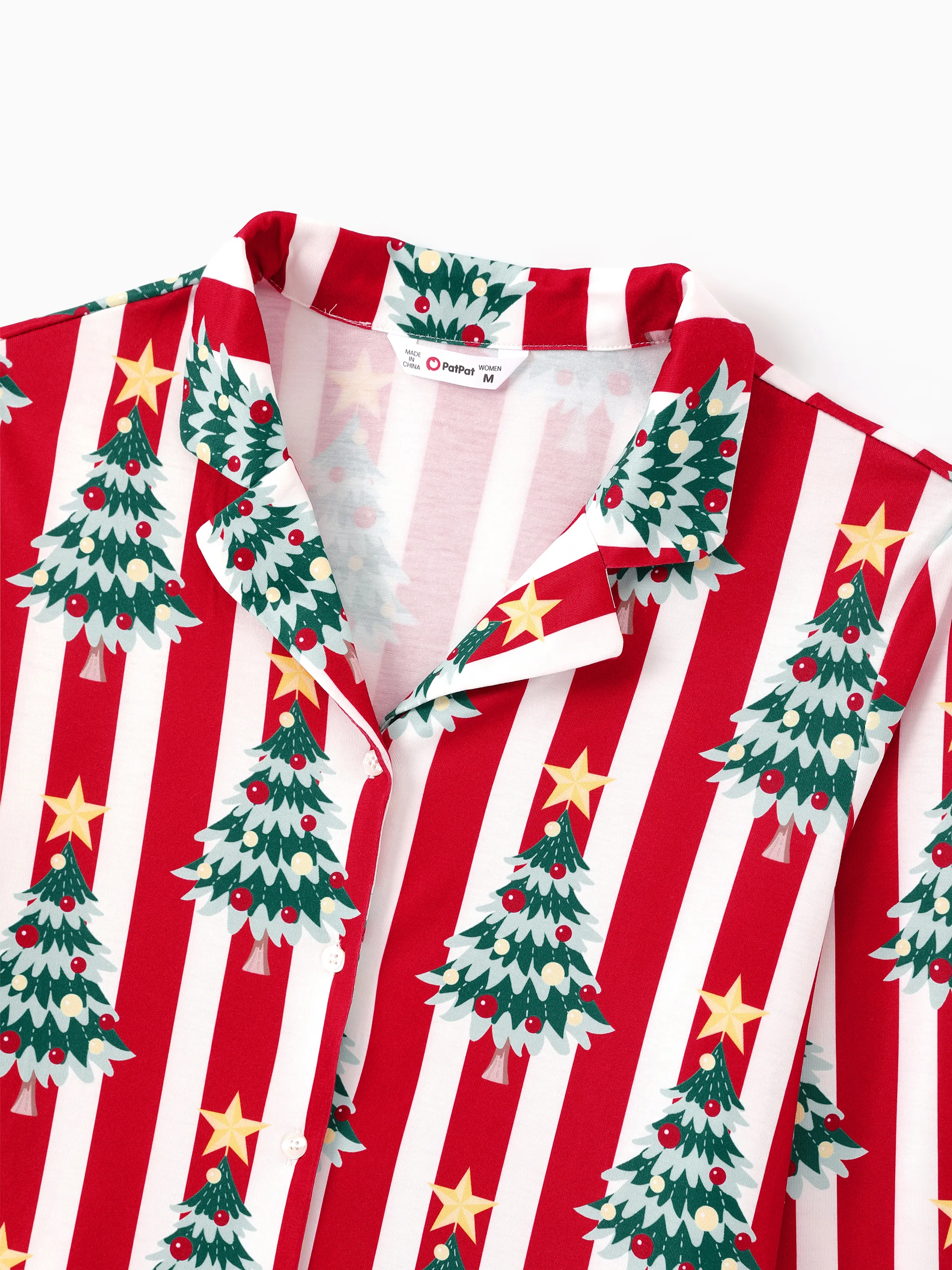 Christmas Family Matching Trees Print Stripes Long-sleeve Pajamas Sets with Christmas Socks Red - XNAUWBI