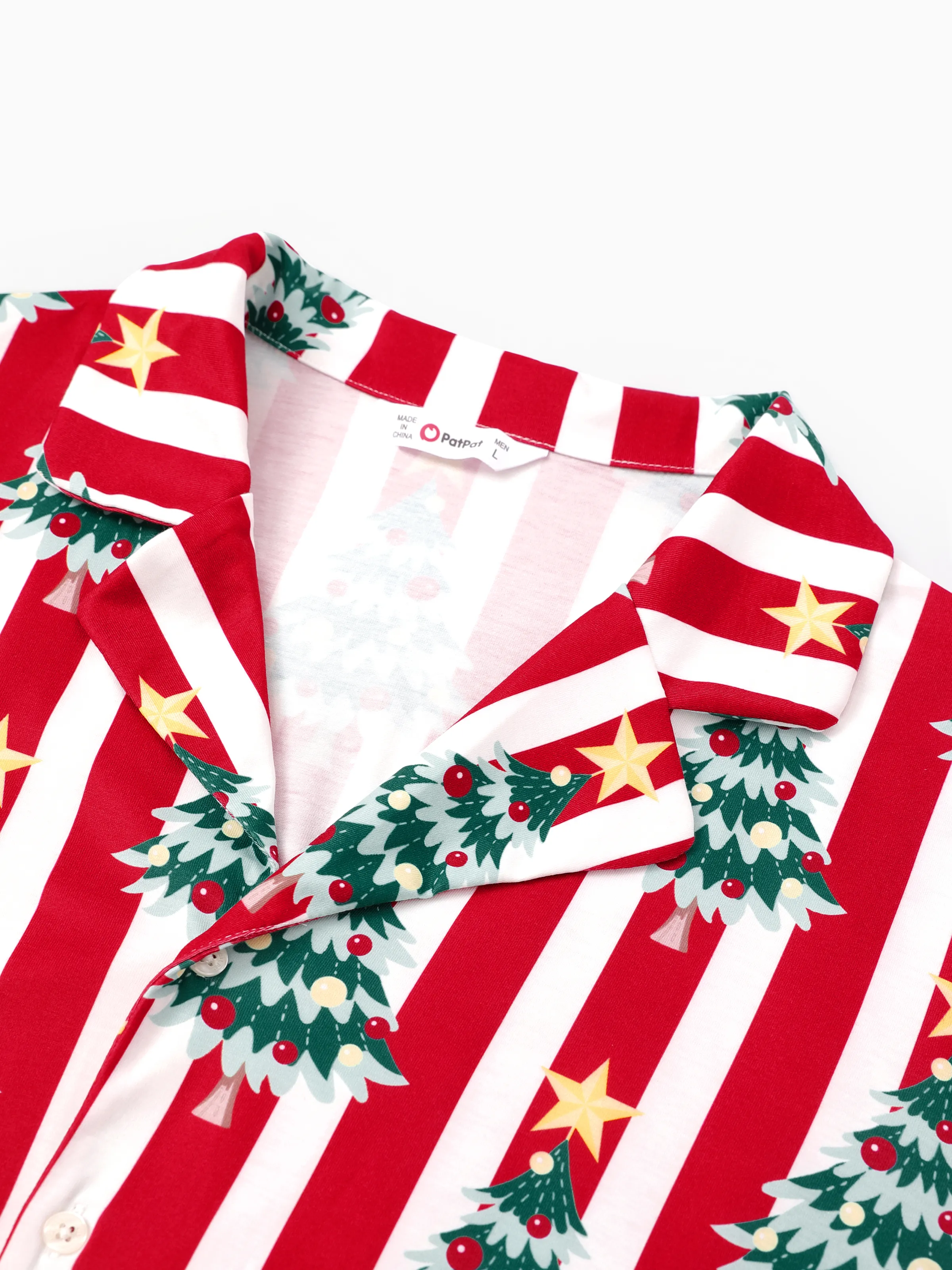 Christmas Family Matching Trees Print Stripes Long-sleeve Pajamas Sets with Christmas Socks Red - XNAUWBI