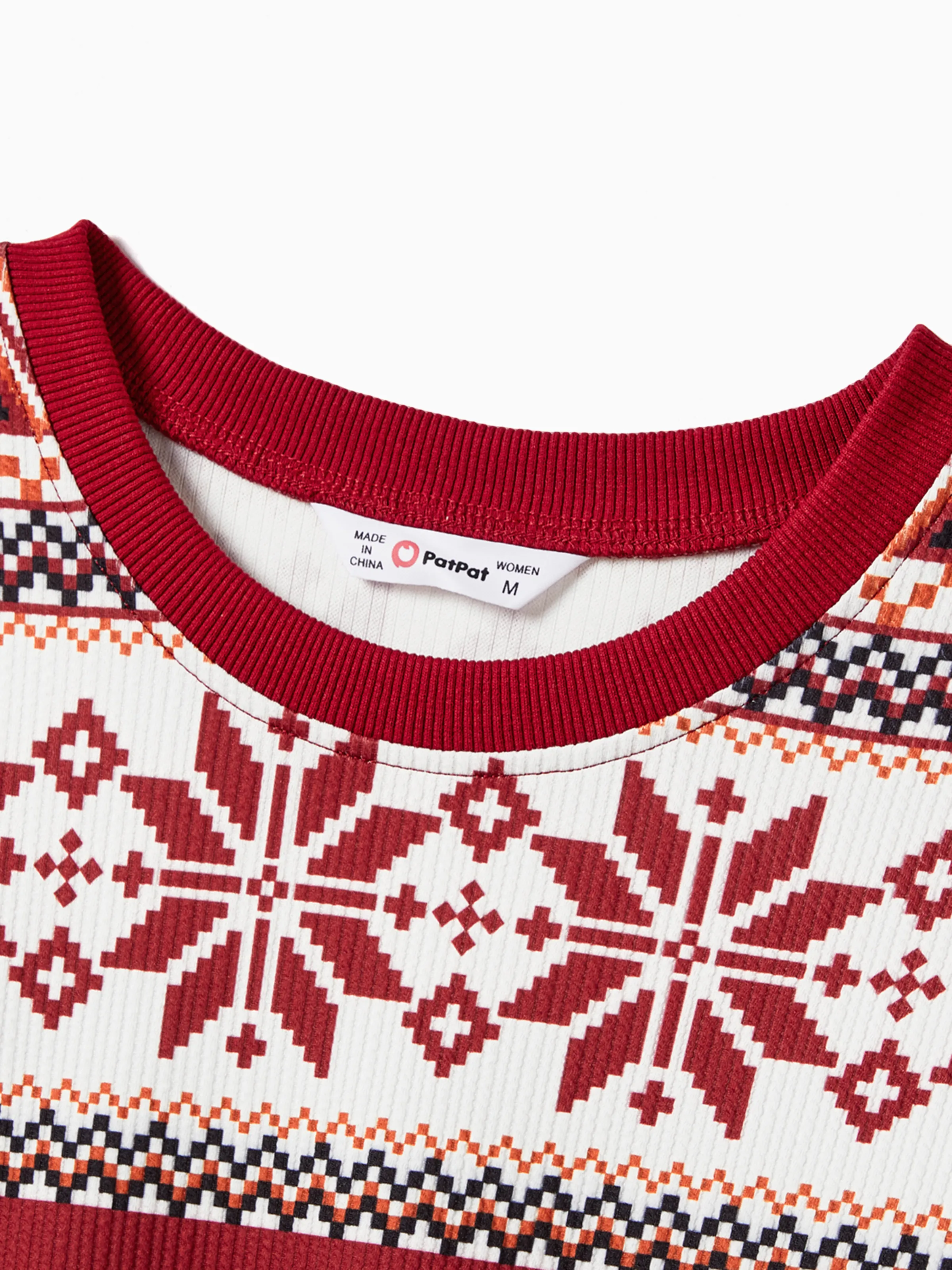 Christmas Family Matching Festival Theme All-over Print Long Sleeve Tops Burgundy - XNAUWBI