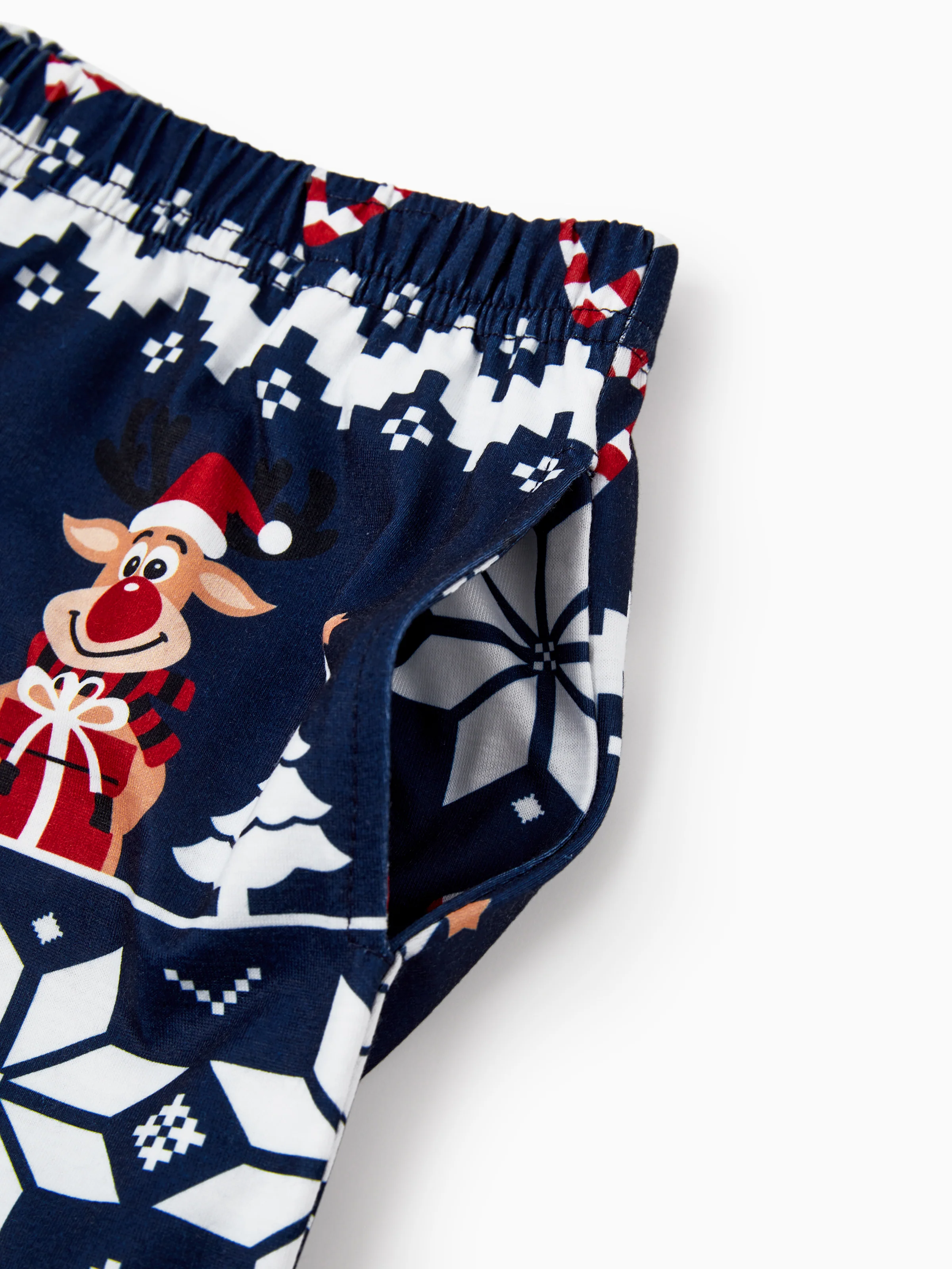 Christmas Matching Family Pajamas Set Reindeer and Snowflake Print PJS Deep Blue - XNAUWBI