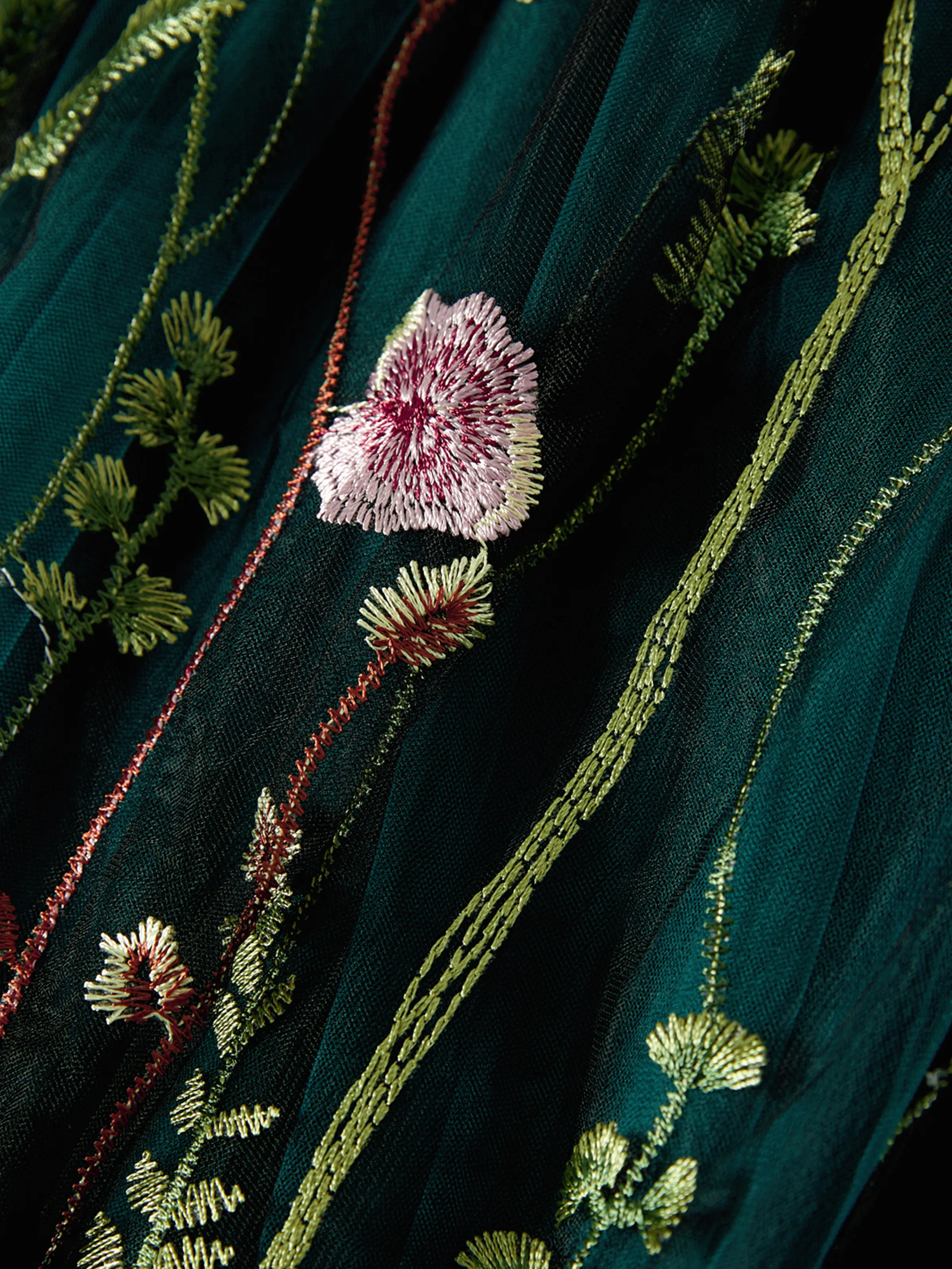 Mommy and Me Casual Dresses - Big Flower Print, Medium Thickness, Short Sleeve, Opaque, Regular Fit Dark Green - XNAUWBI