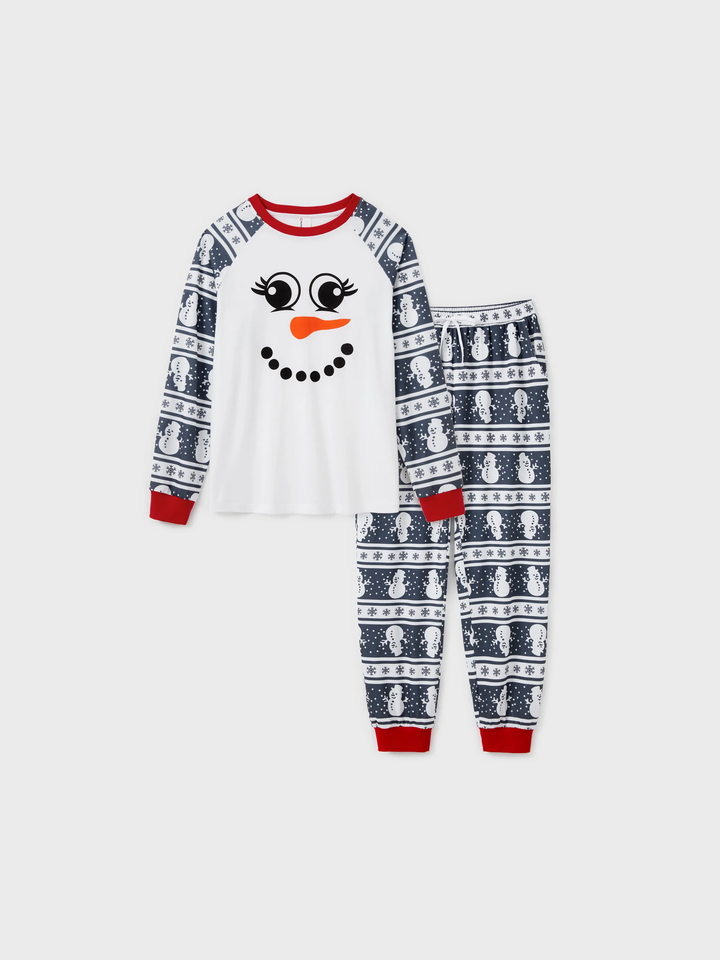 Matching Christmas Pajamas Family Snowman Pattern Long Sleeves PJs Sets Christmas Socks Dark Grey - XNAUWBI