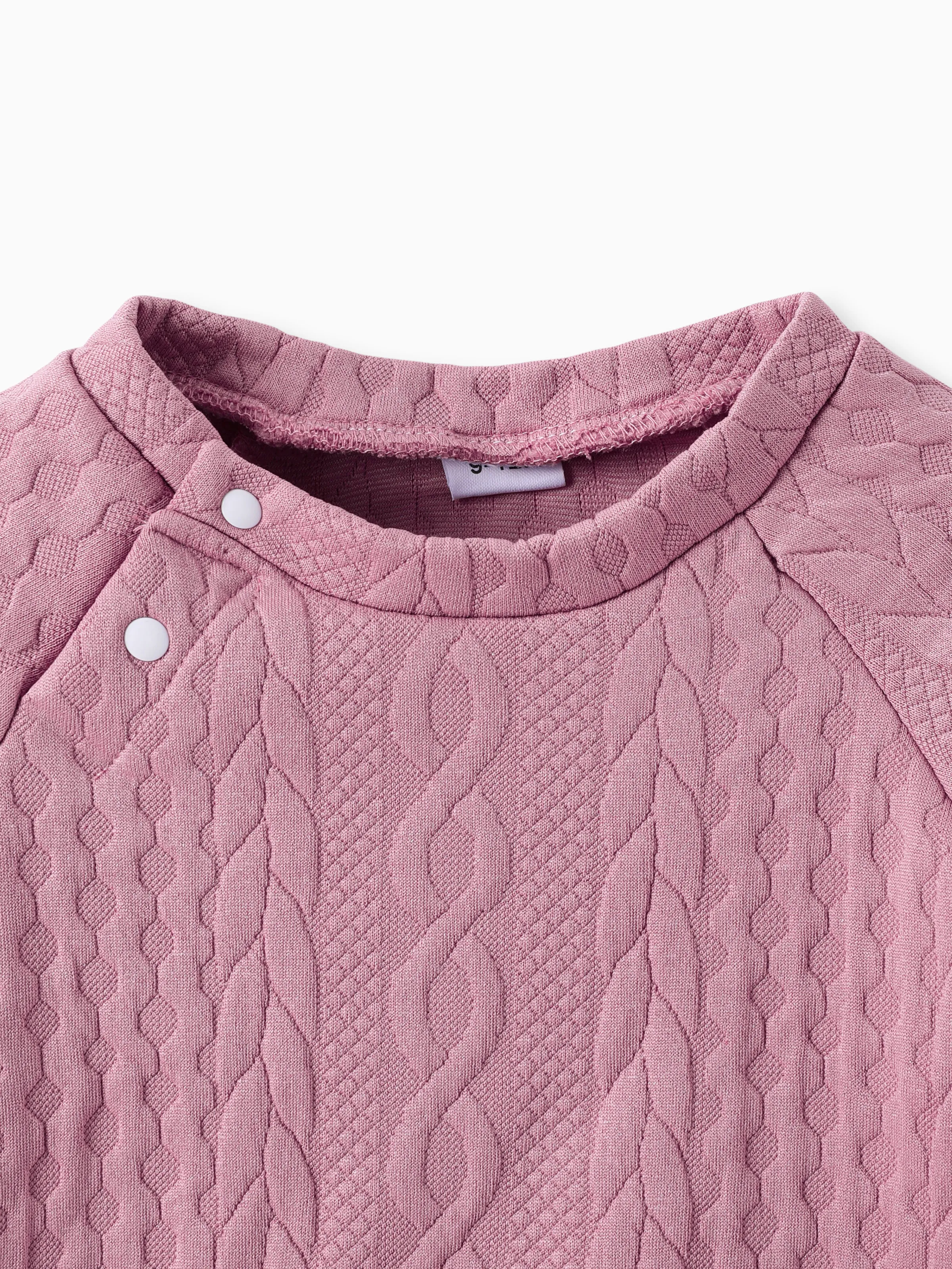 Baby Girl Clothes 2pcs Solid Knitted Sweatshirt and Pants Set Pink - XNAUWBI