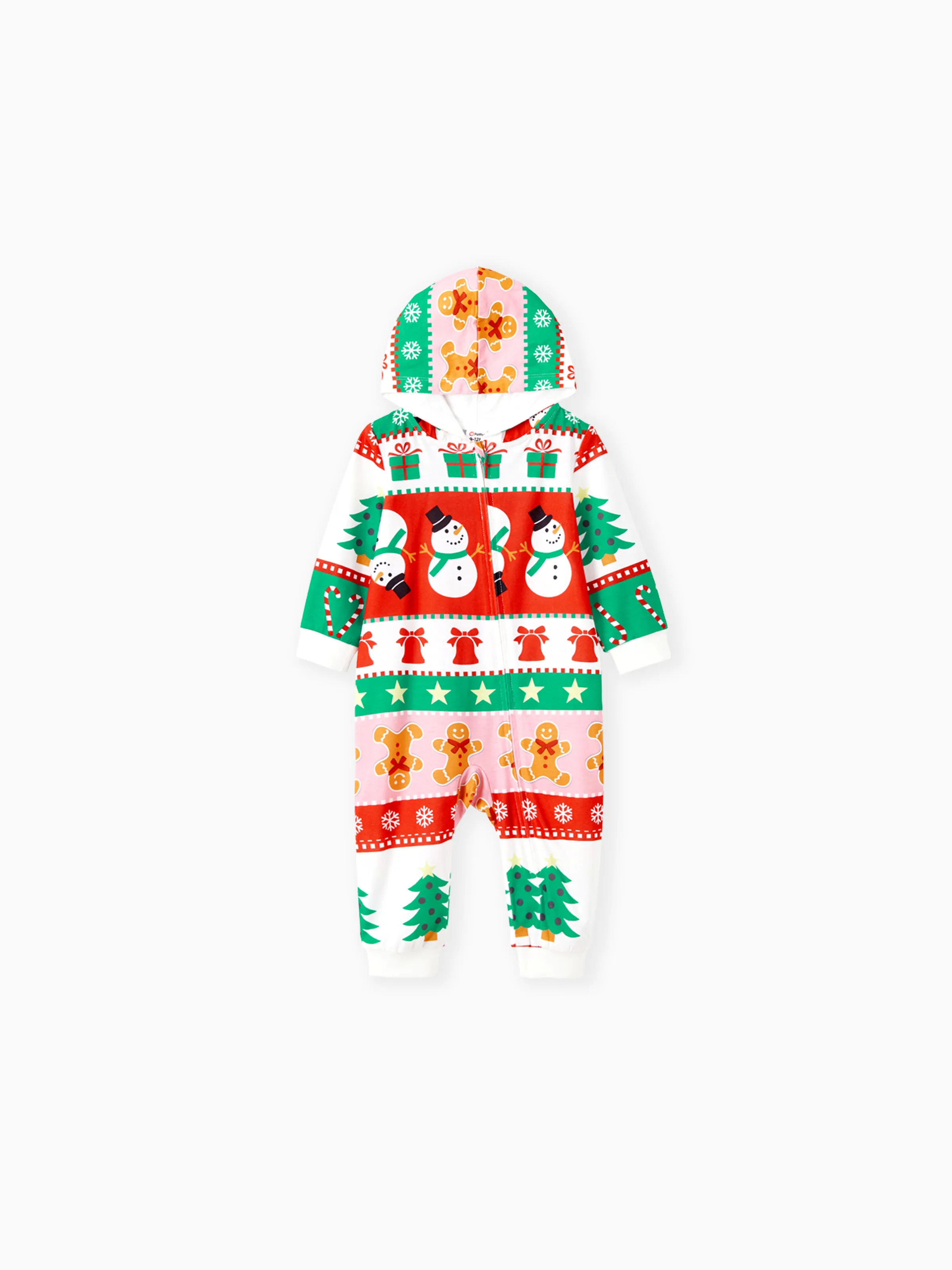 Onesies Pajamas Matching Christmas Outfits Allover Pattern Zipper Front Holly Jolly Print with Christmas Socks Back MultiColour - XNAUWBI